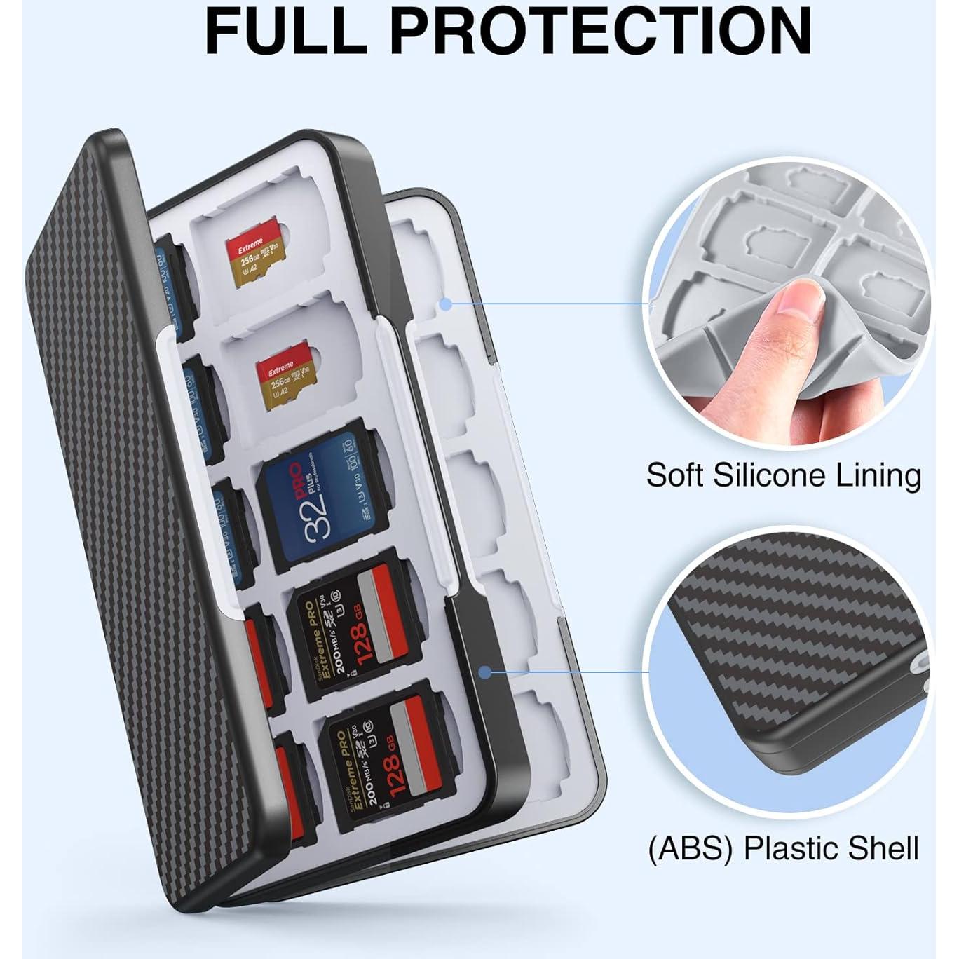 Estuche para Tarjetas SD HEIYING 40 Ranuras Negro Fibra de Carbono