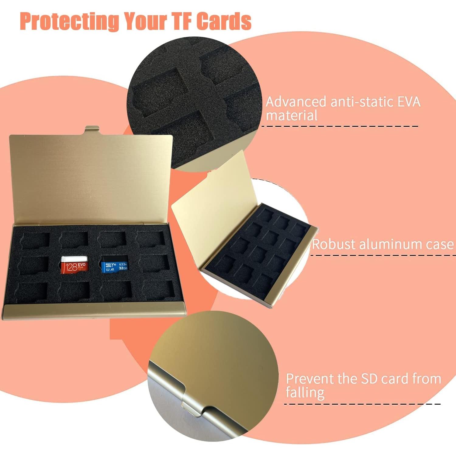 Caja Portátil para 12 Tarjetas Micro SD JAKENHAM Dorada