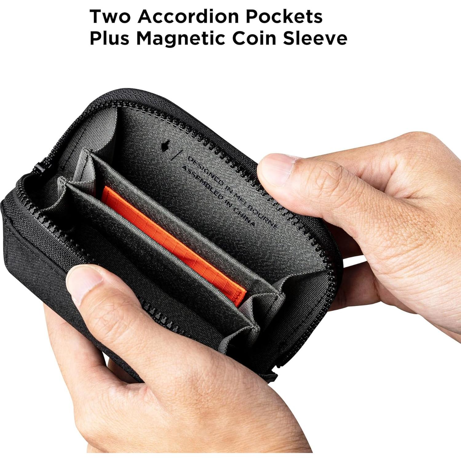 Cartera Compacta ALPAKA Hub Zip Pocket Negro 300D - Monedero con Cremallera para 30 Tarjetas