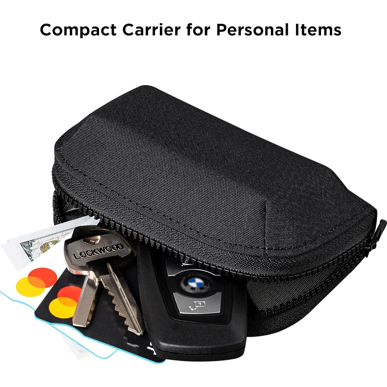 Cartera Compacta ALPAKA Hub Zip Pocket Negro 300D - Monedero con Cremallera para 30 Tarjetas