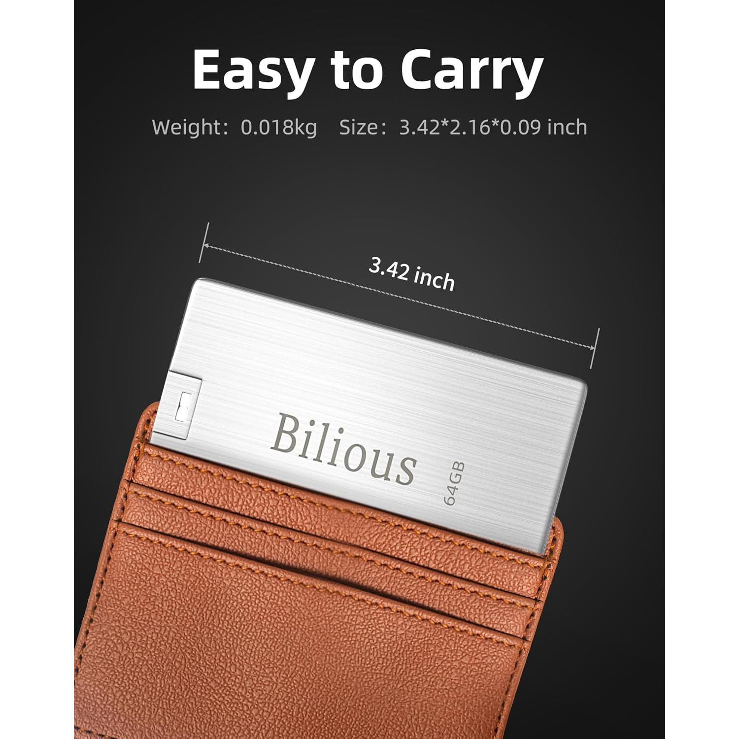 Unidad Flash USB Bilious 64GB Metal Portátil 2PCS a Prueba de Agua