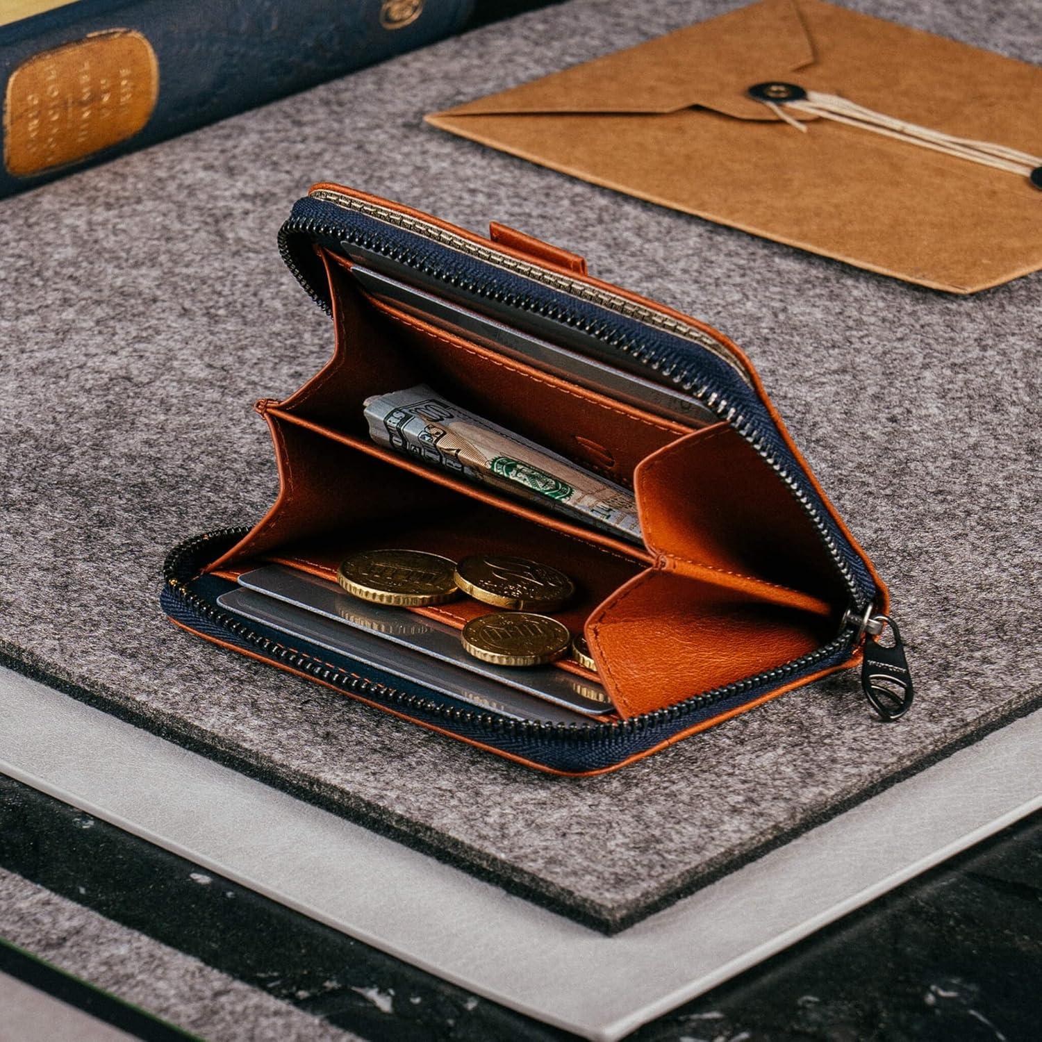 Billetera de cuero Vaultskin Mayfair con bloqueo RFID - 10.5x7.9cm