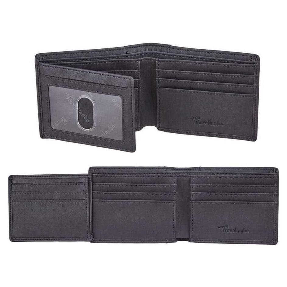 Billetera Travelambo para hombres RFID cuero negro trifold