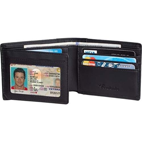Billetera Travelambo para hombres RFID cuero negro trifold