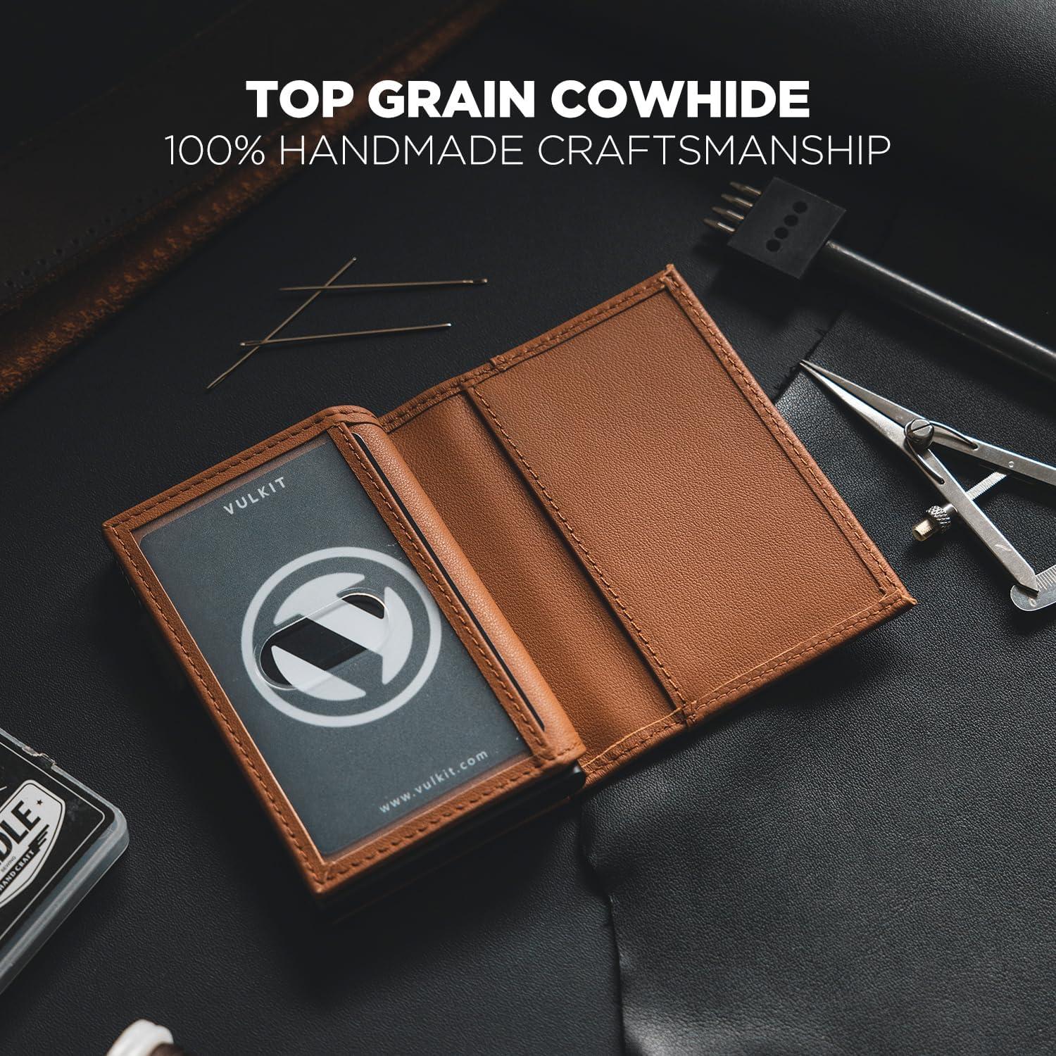 Cartera Portatarjetas VULKIT RFID Minimalista Marrón 12 Tarjetas