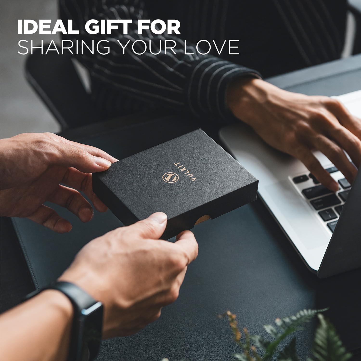 Cartera Portatarjetas VULKIT RFID Minimalista Marrón 12 Tarjetas