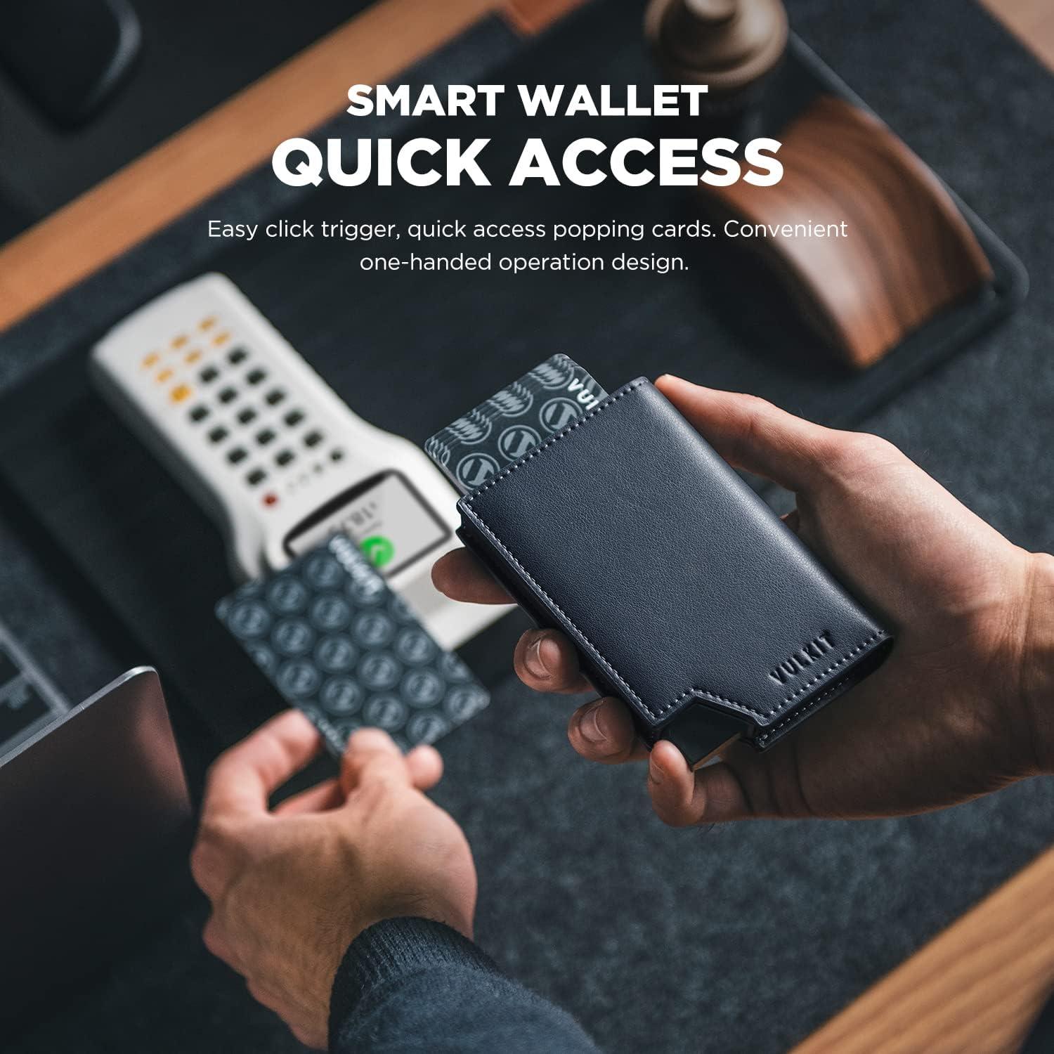 Billetera Minimalista VULKIT Hombre Cuero RFID 11 Tarjetas