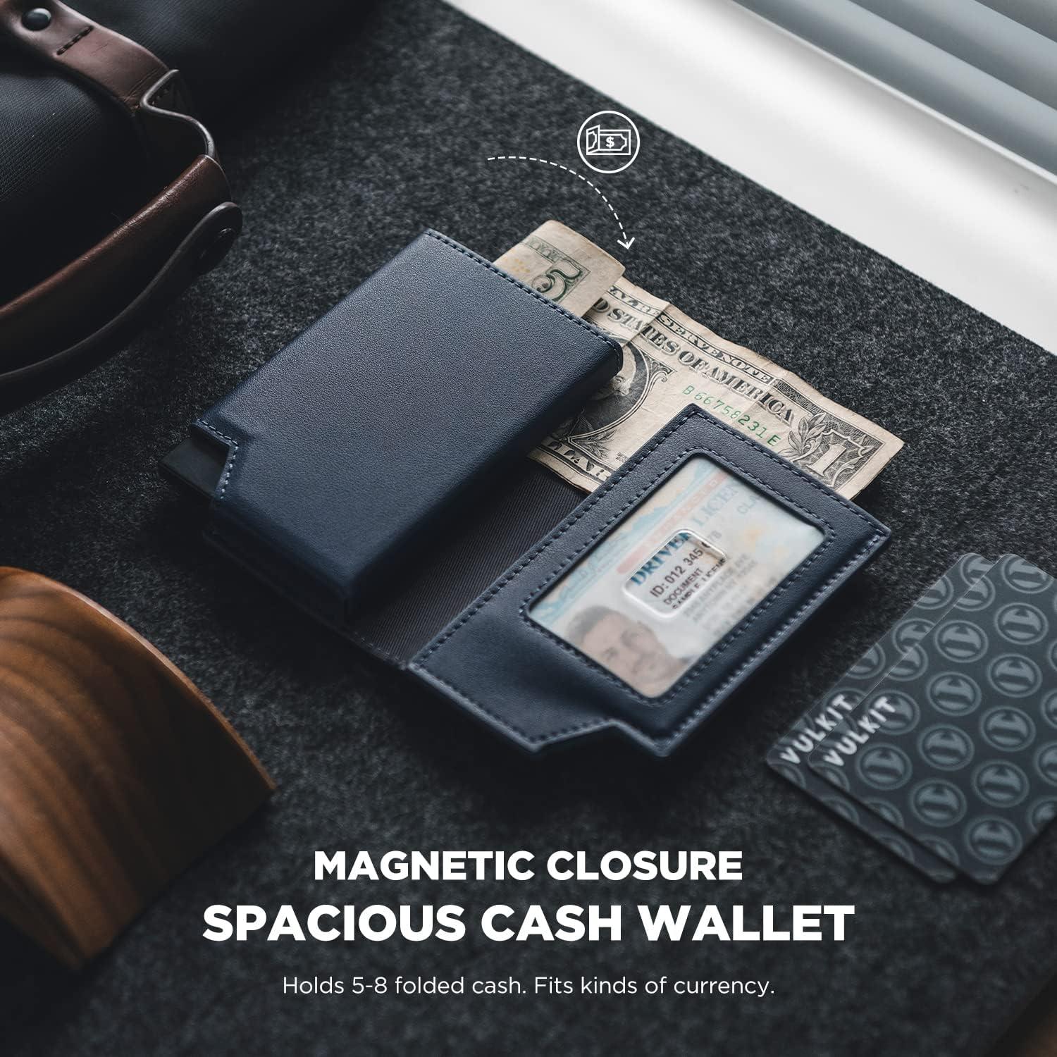 Billetera Minimalista VULKIT Hombre Cuero RFID 11 Tarjetas