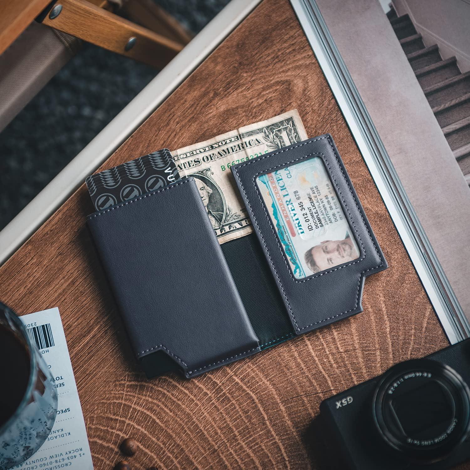 Billetera Minimalista VULKIT Hombre Cuero RFID 11 Tarjetas