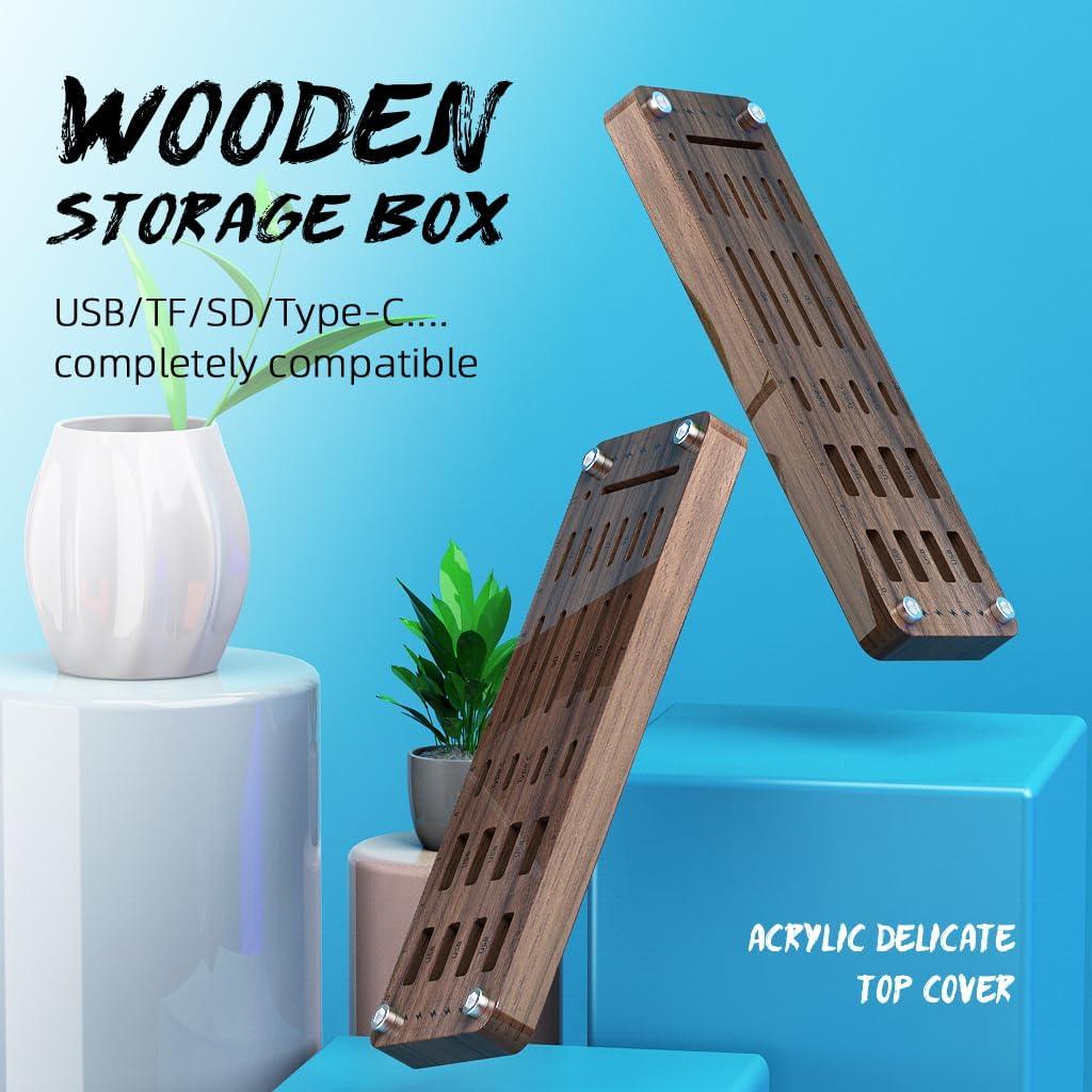 Caja de Madera para Tarjetas de Memoria 25 Slots FEIFANZHE
