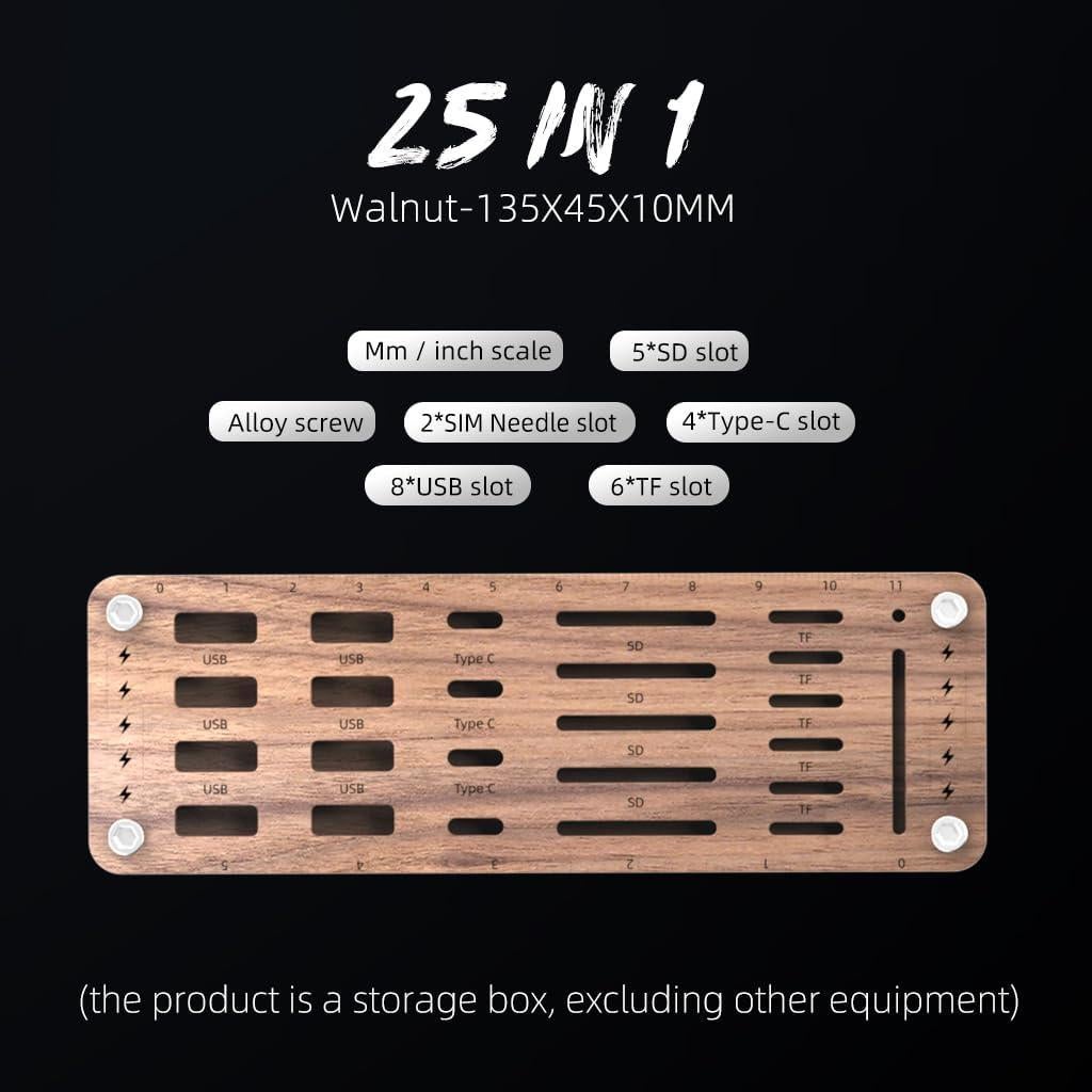 Caja de Madera para Tarjetas de Memoria 25 Slots FEIFANZHE