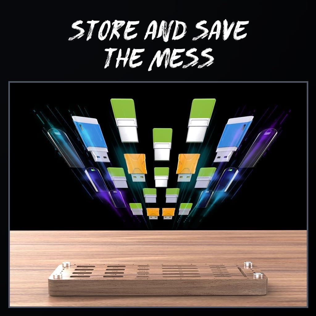 Caja de Madera para Tarjetas de Memoria 25 Slots FEIFANZHE