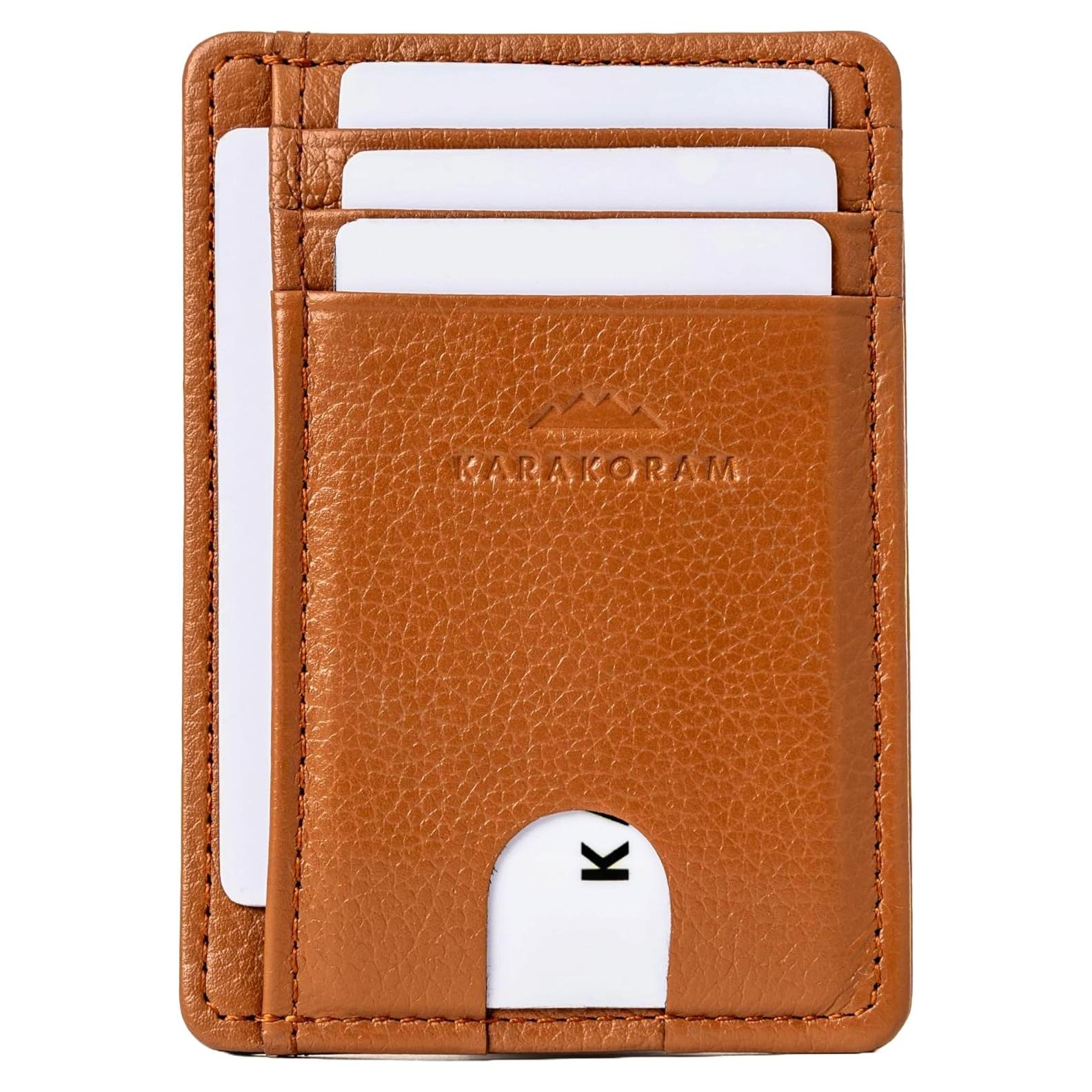 Tarjetero de Cuero Premium KARAKORAM con Protección RFID - Marrón