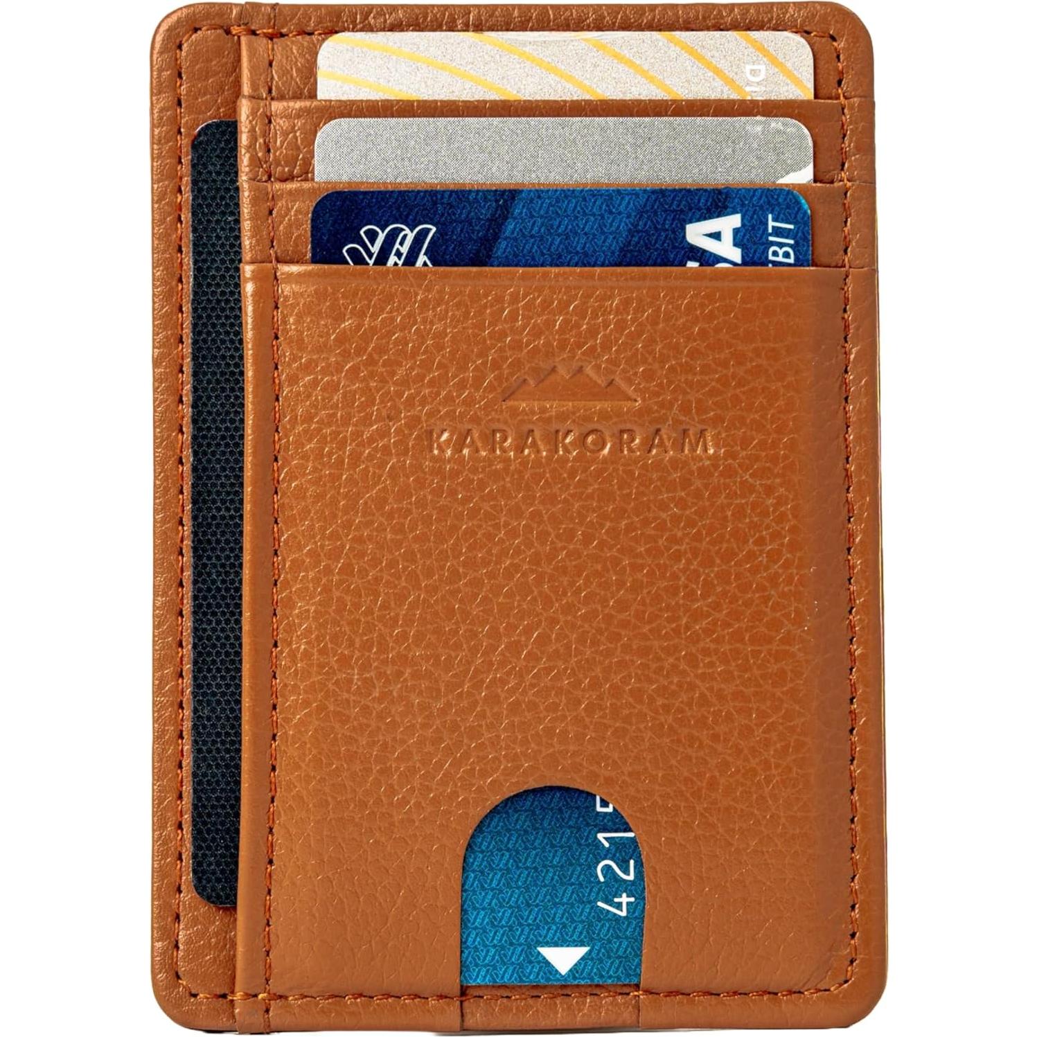 Tarjetero de Cuero Premium KARAKORAM con Protección RFID - Marrón