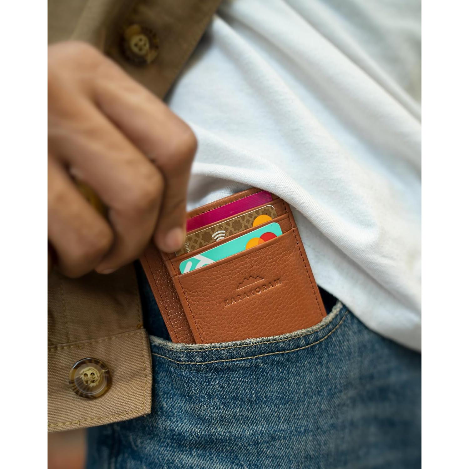 Tarjetero de Cuero Premium KARAKORAM con Protección RFID - Marrón