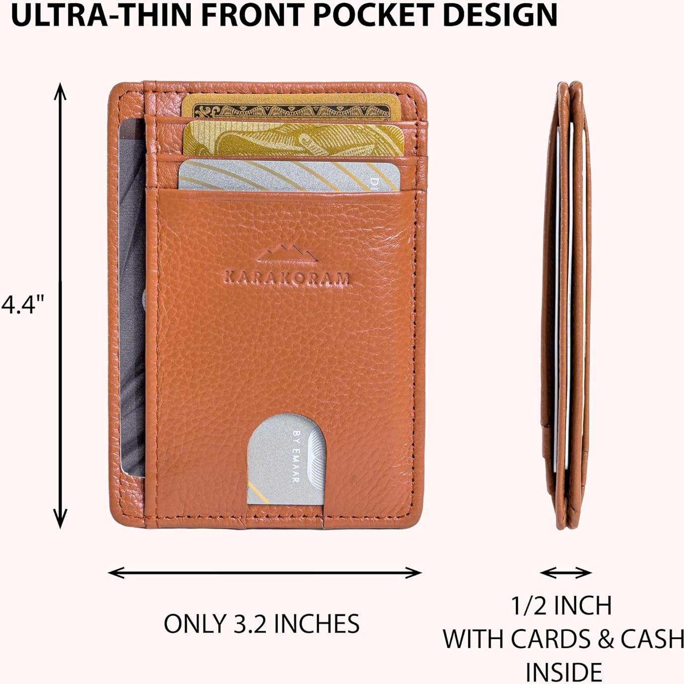 Tarjetero de Cuero Premium KARAKORAM con Protección RFID - Marrón