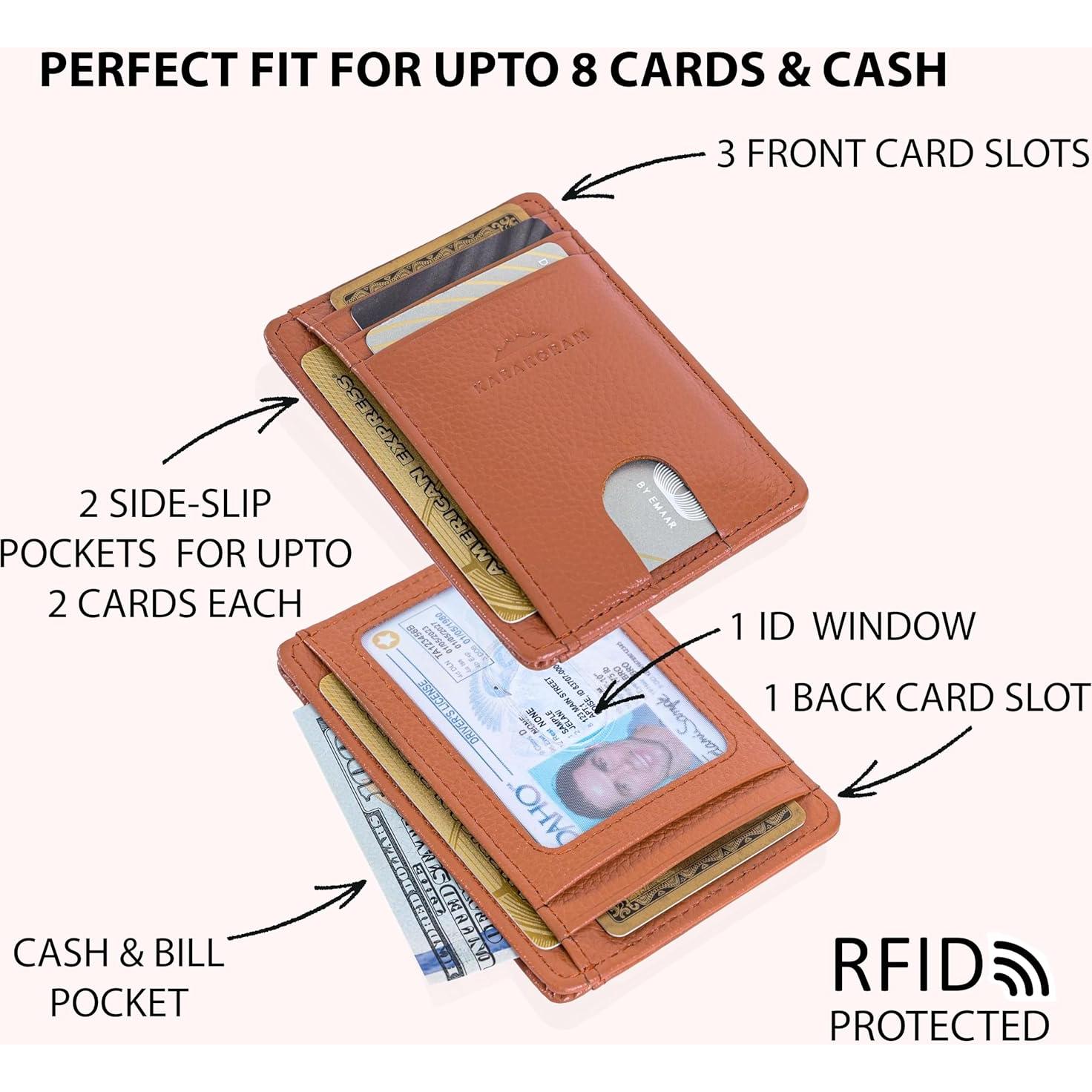 Tarjetero de Cuero Premium KARAKORAM con Protección RFID - Marrón