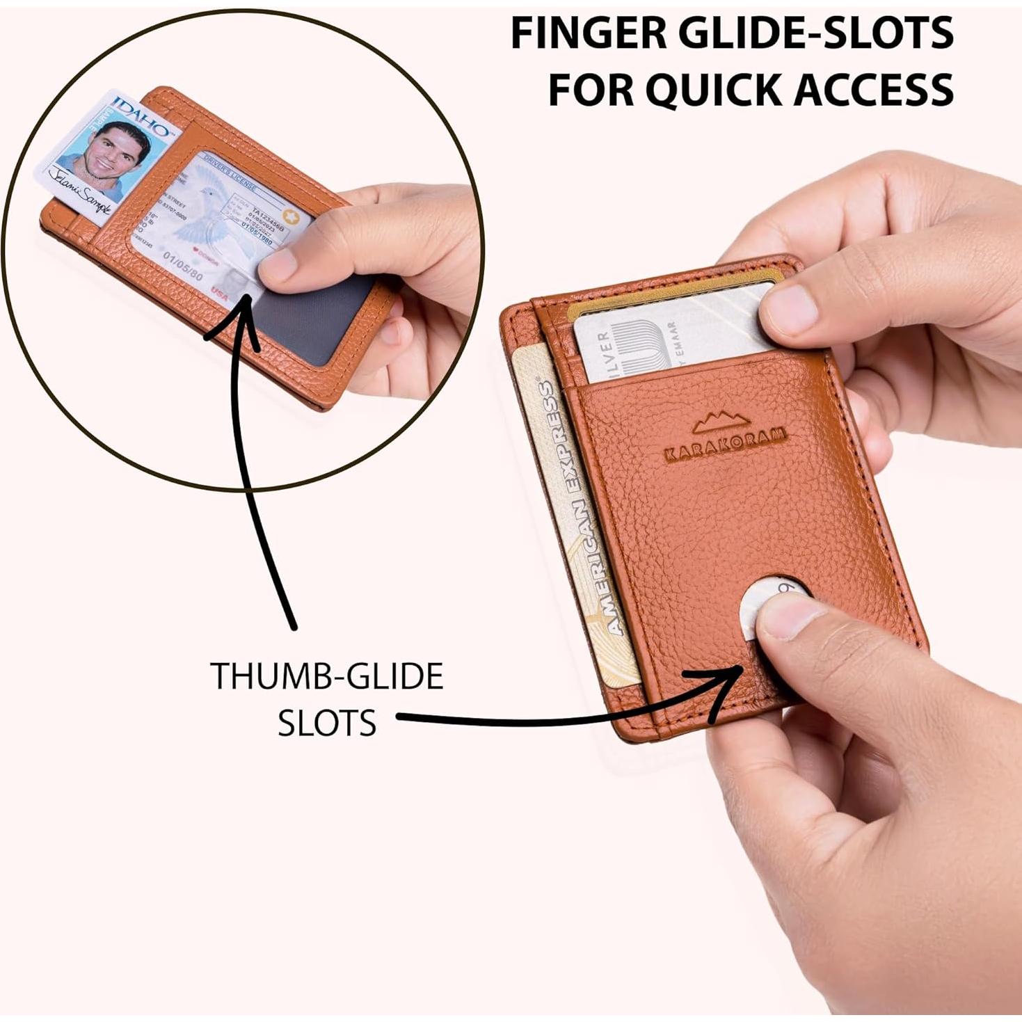 Tarjetero de Cuero Premium KARAKORAM con Protección RFID - Marrón