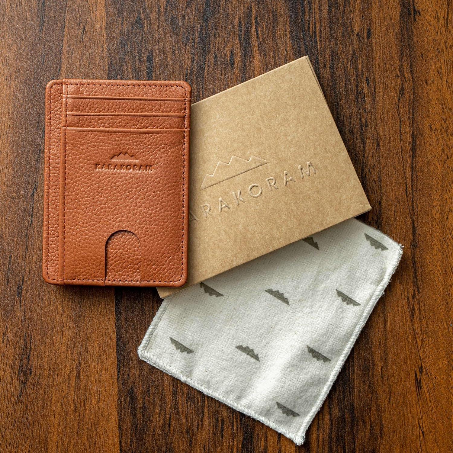 Tarjetero de Cuero Premium KARAKORAM con Protección RFID - Marrón