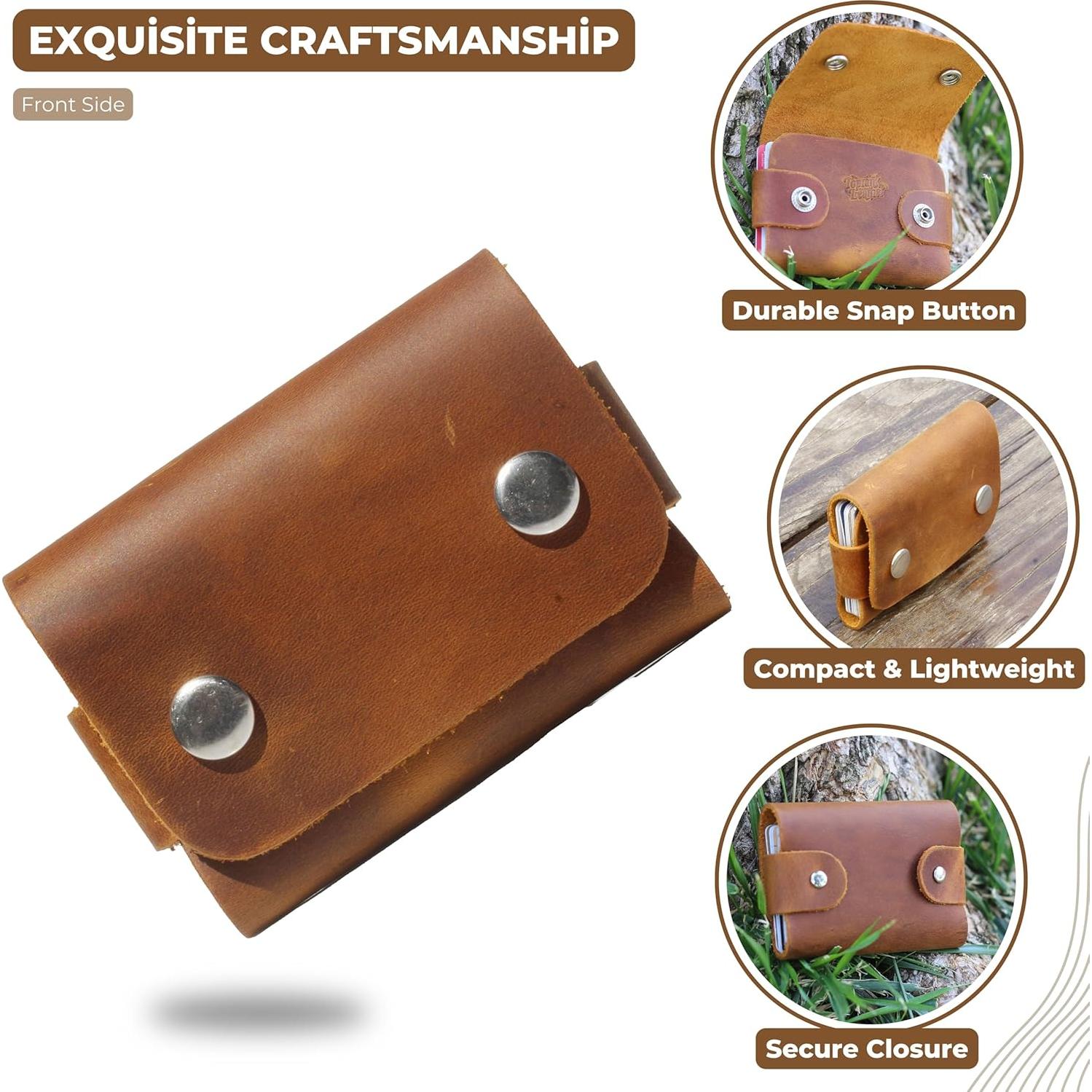 Billetera Slim de Cuero Genuino Toprank Camel - Minimalista