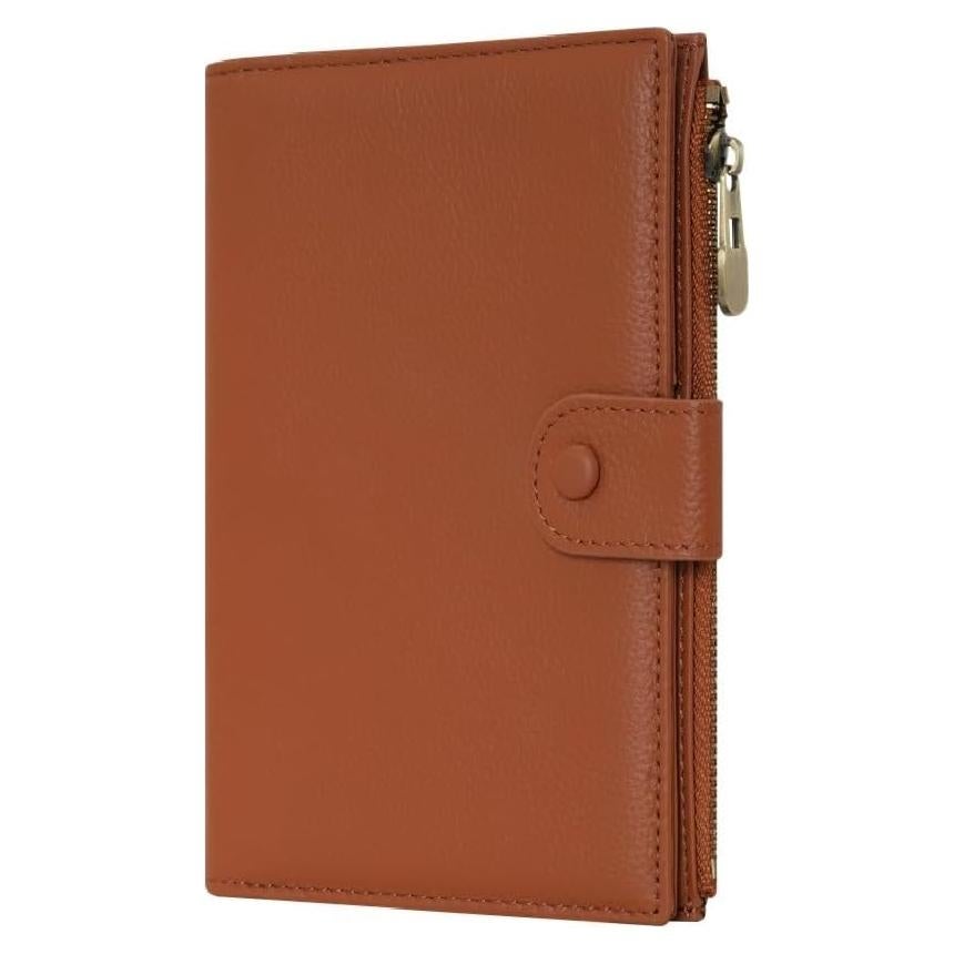 Cartera de Pasaporte de Cuero Wason - Billetera Unisex RFID Marrón