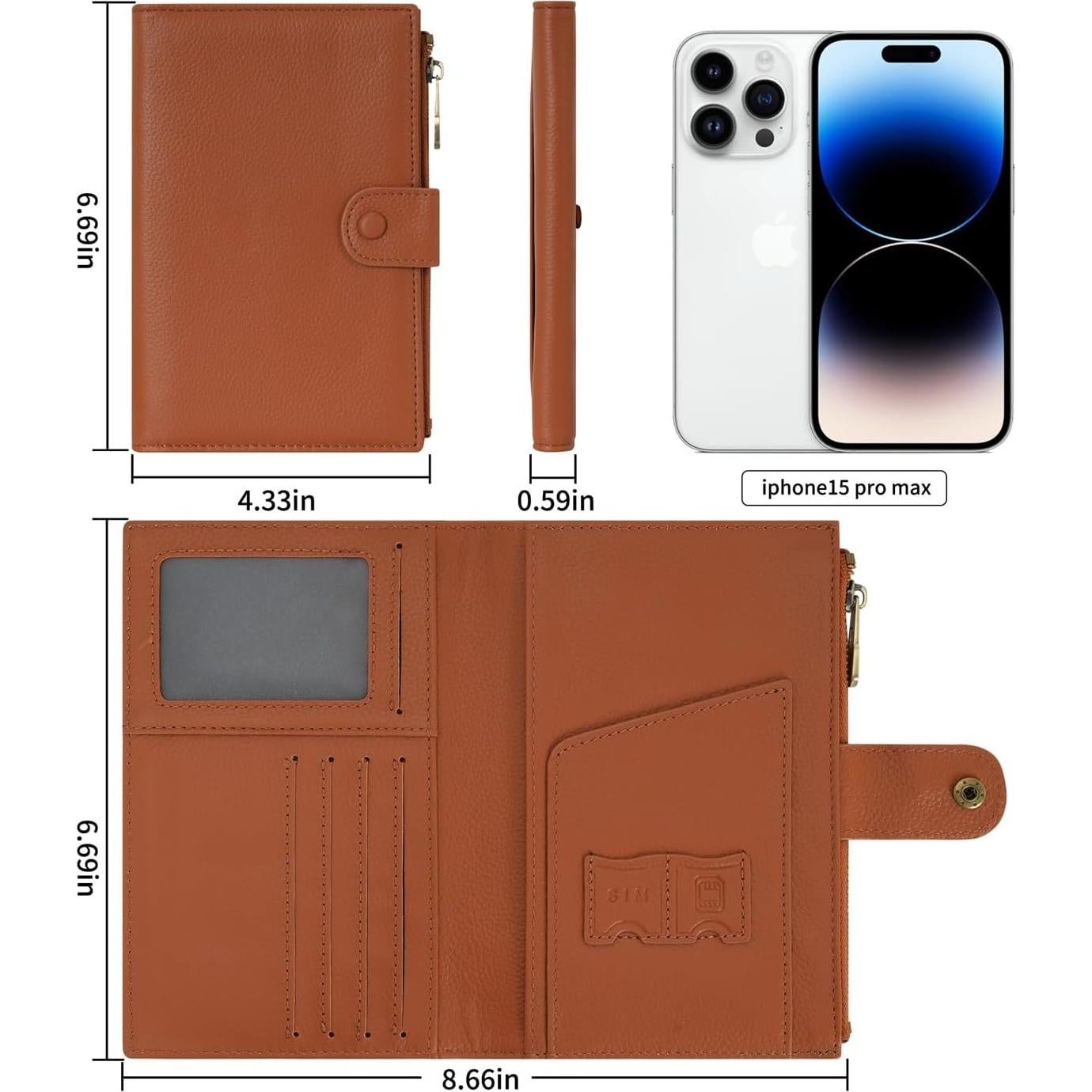 Cartera de Pasaporte de Cuero Wason - Billetera Unisex RFID Marrón