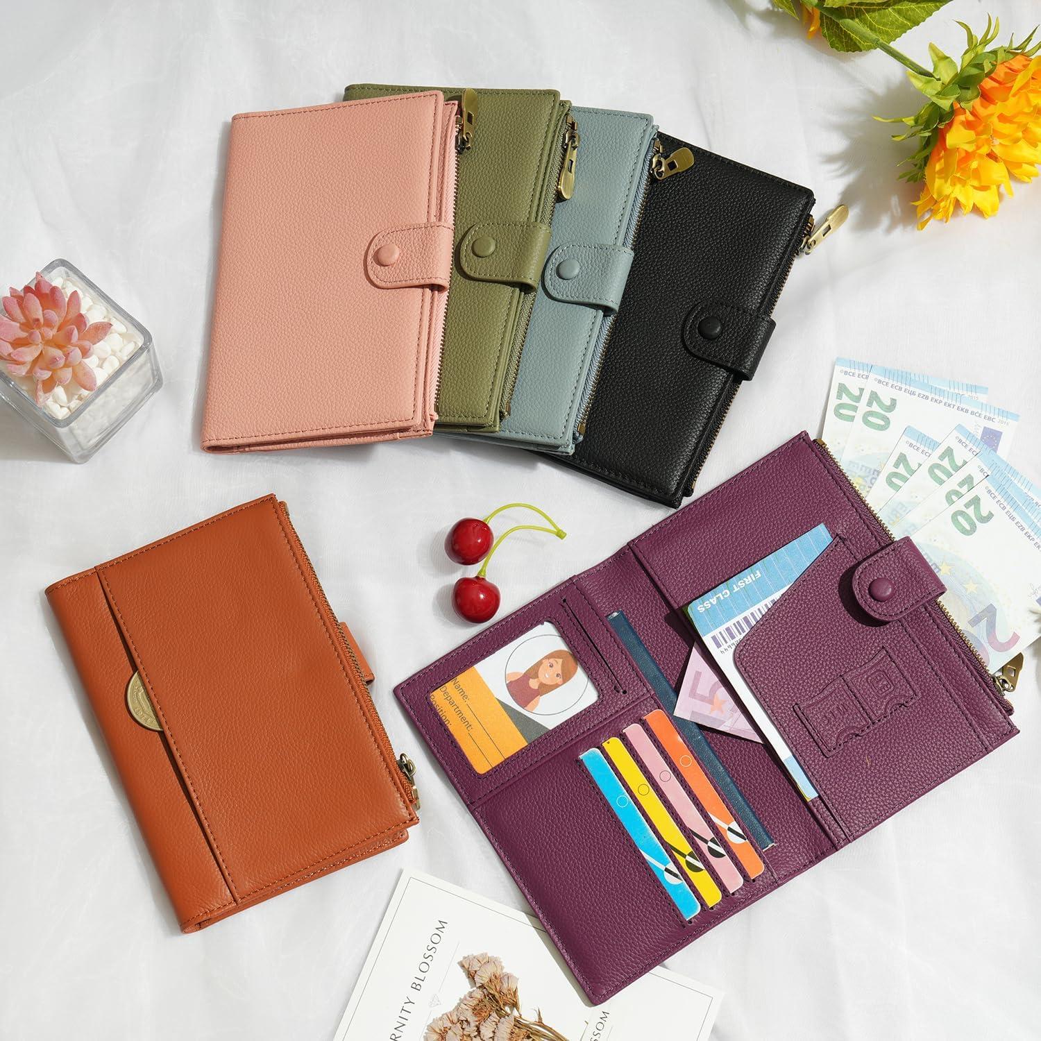 Cartera de Pasaporte de Cuero Wason - Billetera Unisex RFID Marrón