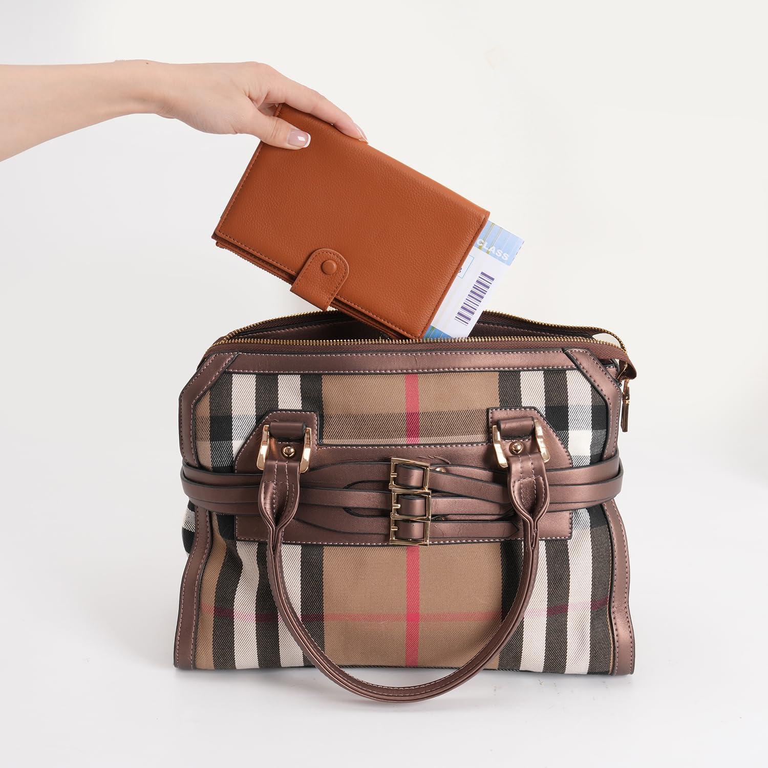 Cartera de Pasaporte de Cuero Wason - Billetera Unisex RFID Marrón