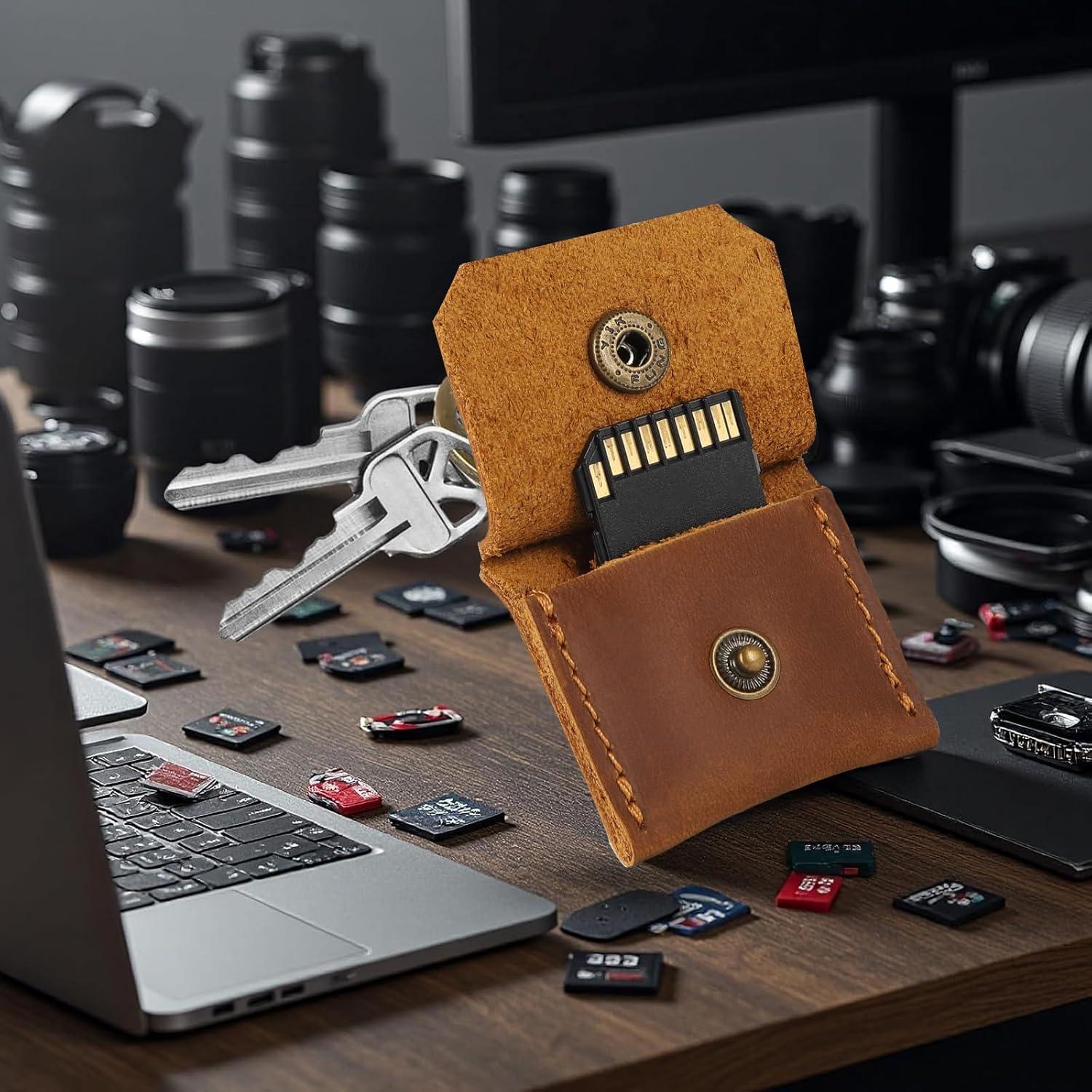 Estuche de Cuero Genuino Jack&Chris para Tarjetas SD y SIM