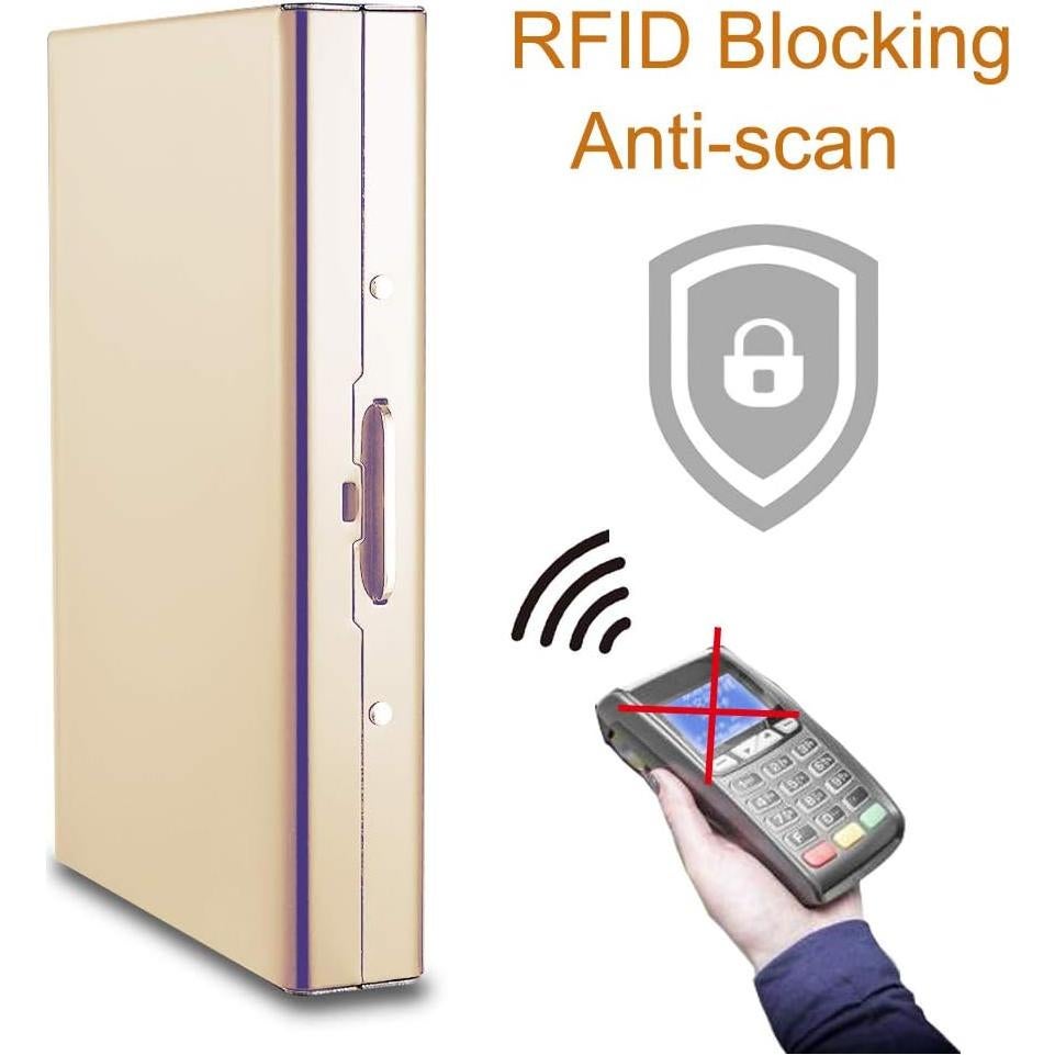 Cartera de Metal EASTNIGHTS con Bloqueo RFID - Oro