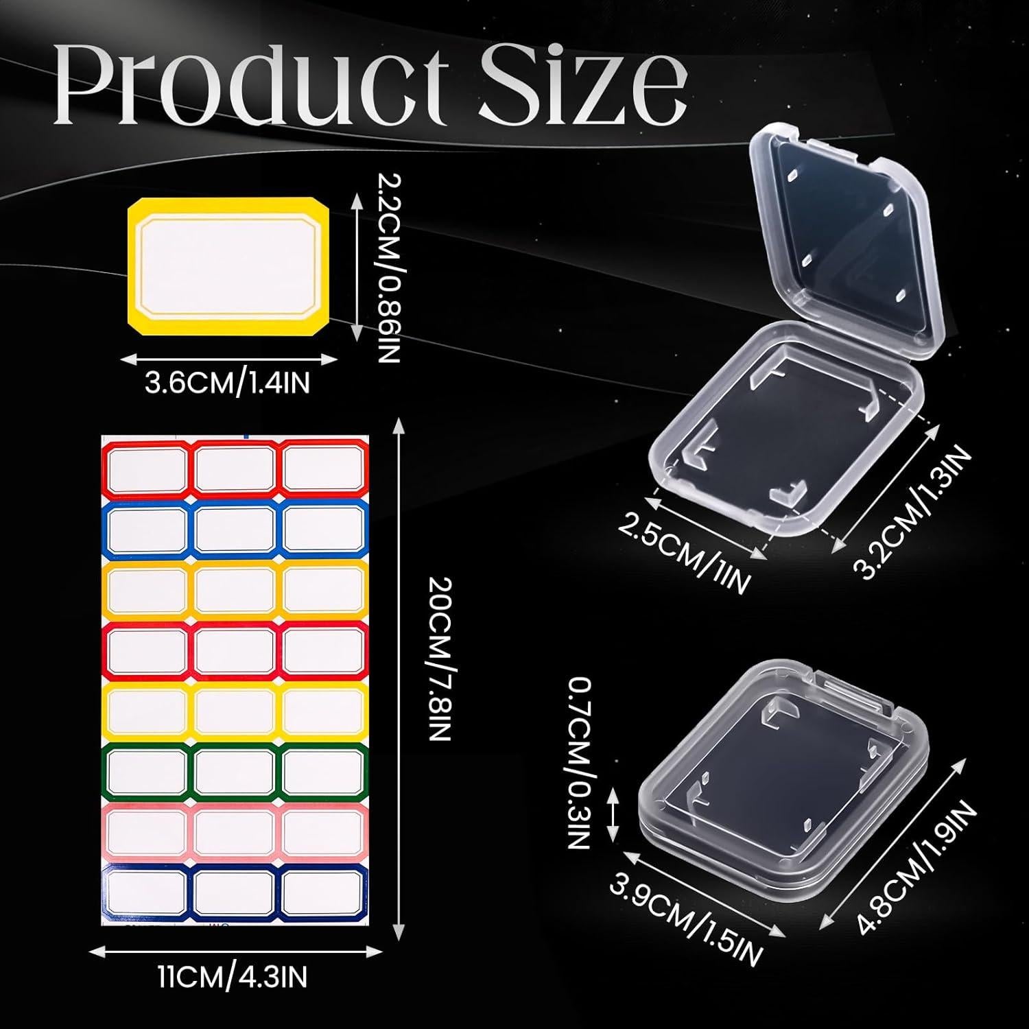 ISKYBOB 20 Cajas Transparentes para Tarjetas SD con 24 Etiquetas
