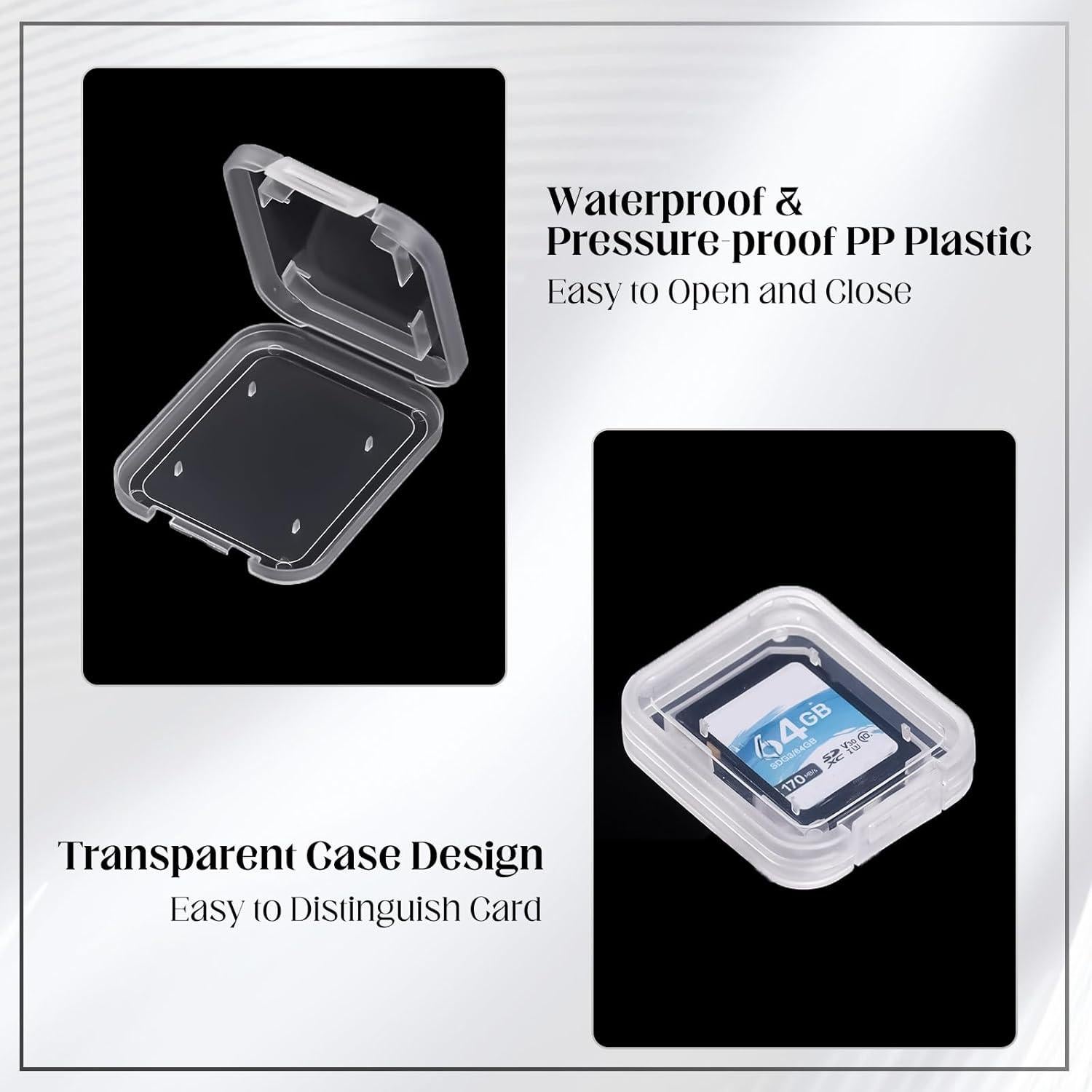 ISKYBOB 20 Cajas Transparentes para Tarjetas SD con 24 Etiquetas