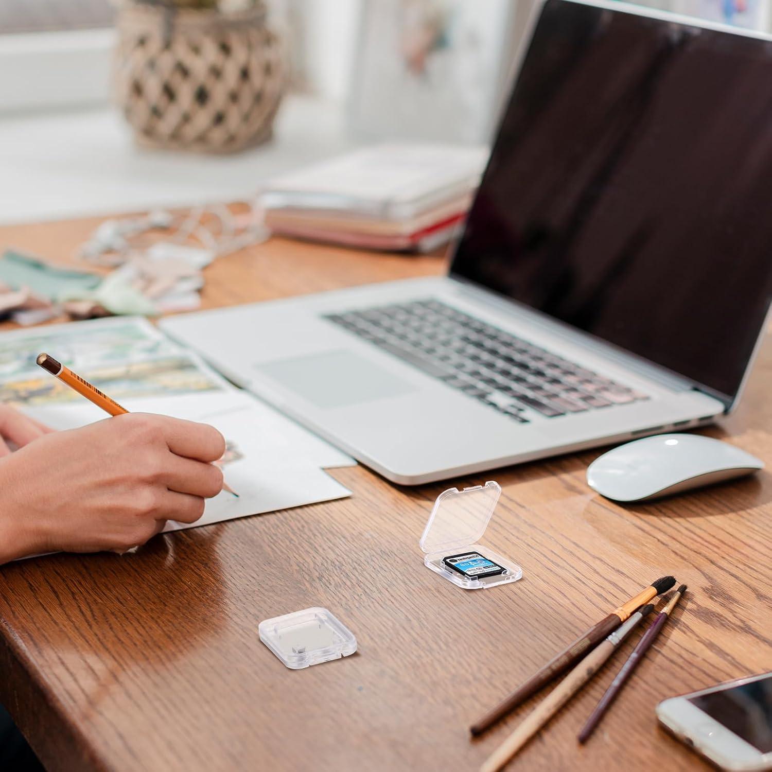 ISKYBOB 20 Cajas Transparentes para Tarjetas SD con 24 Etiquetas