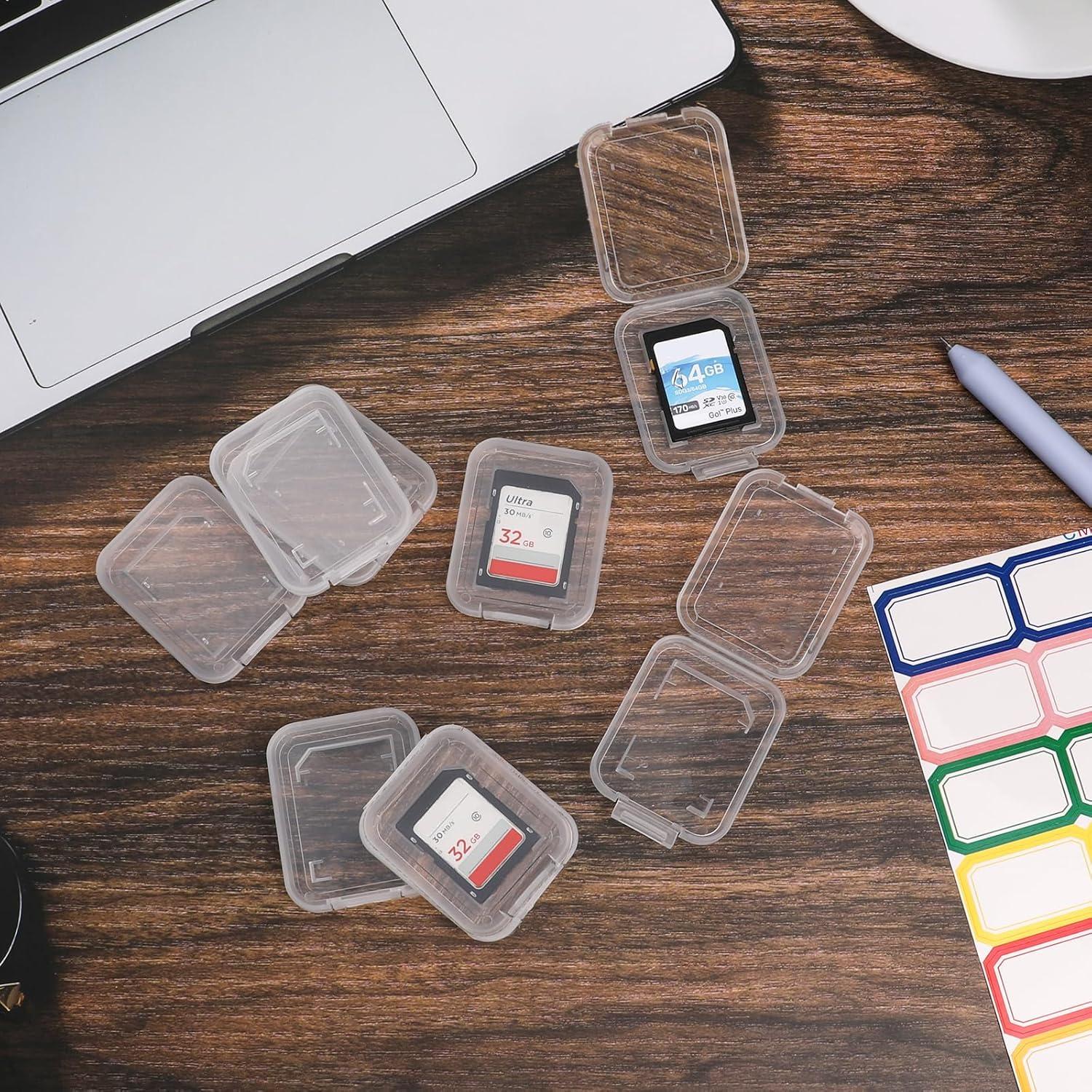 ISKYBOB 20 Cajas Transparentes para Tarjetas SD con 24 Etiquetas