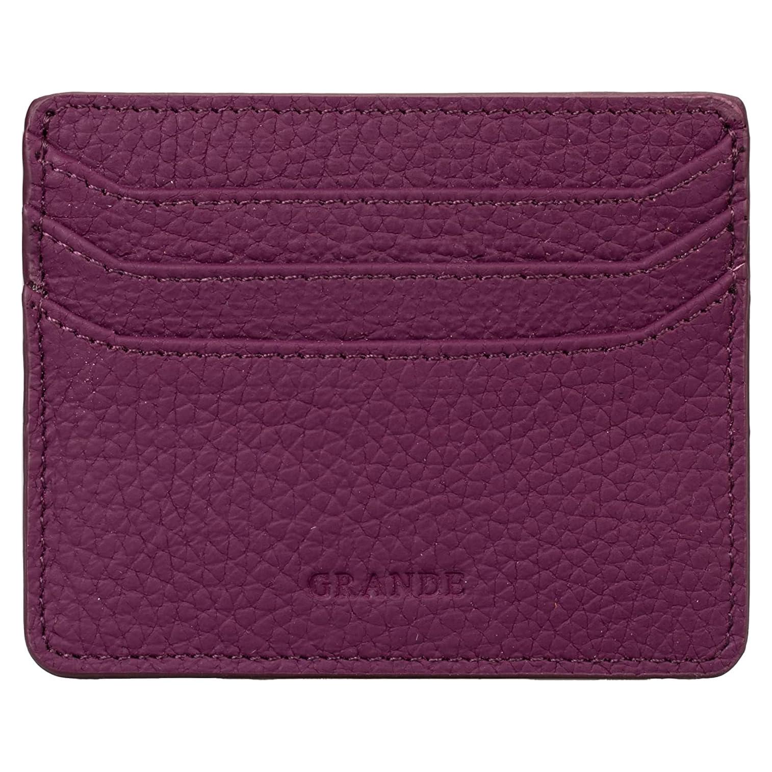 Tarjetero de Cuero Genuino Grande 3633 Minimalista Púrpura