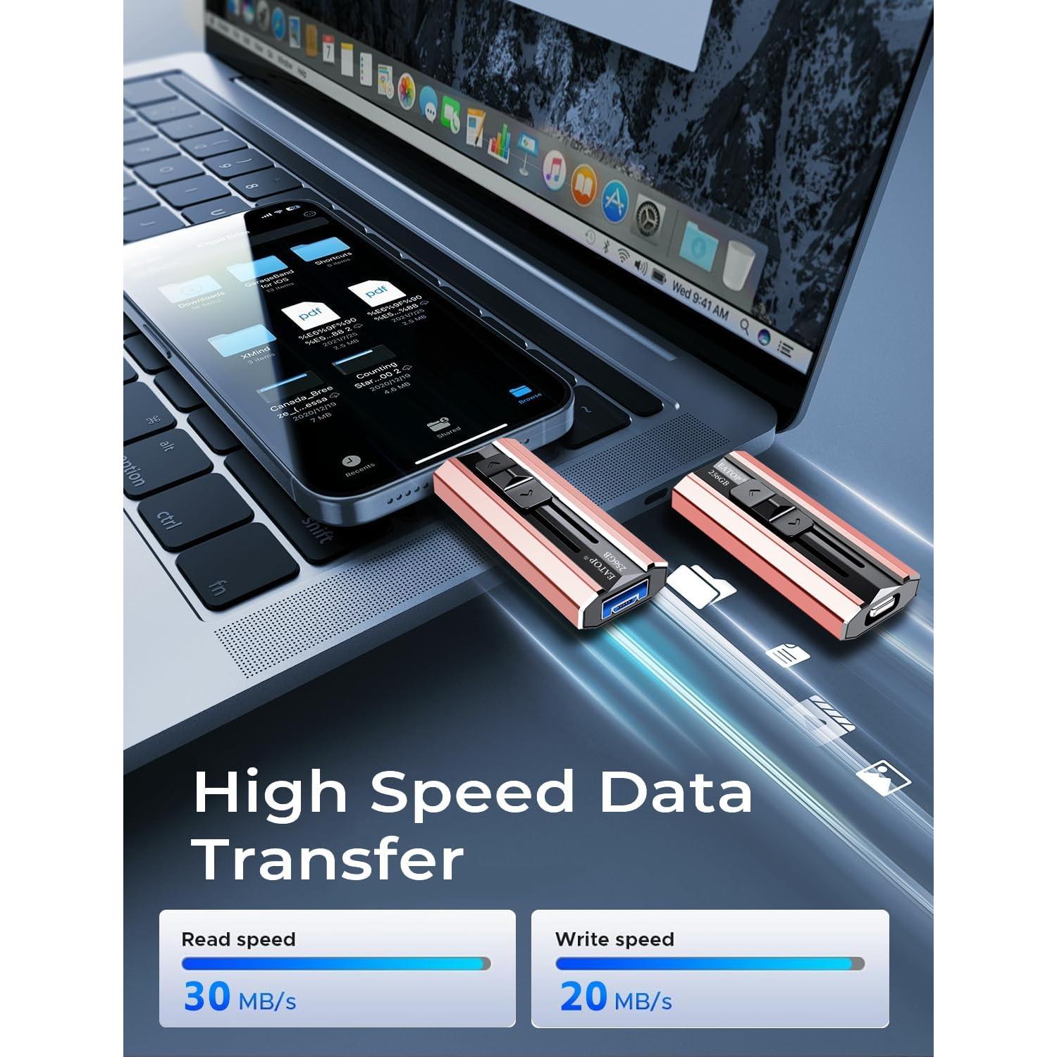 Unidad Flash 256GB EATOP Rosa Claro para iPhone y Android