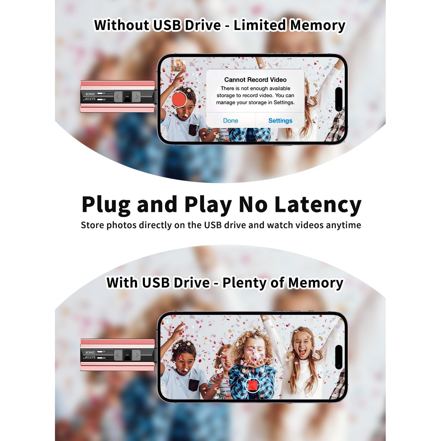 Unidad Flash 256GB EATOP Rosa Claro para iPhone y Android