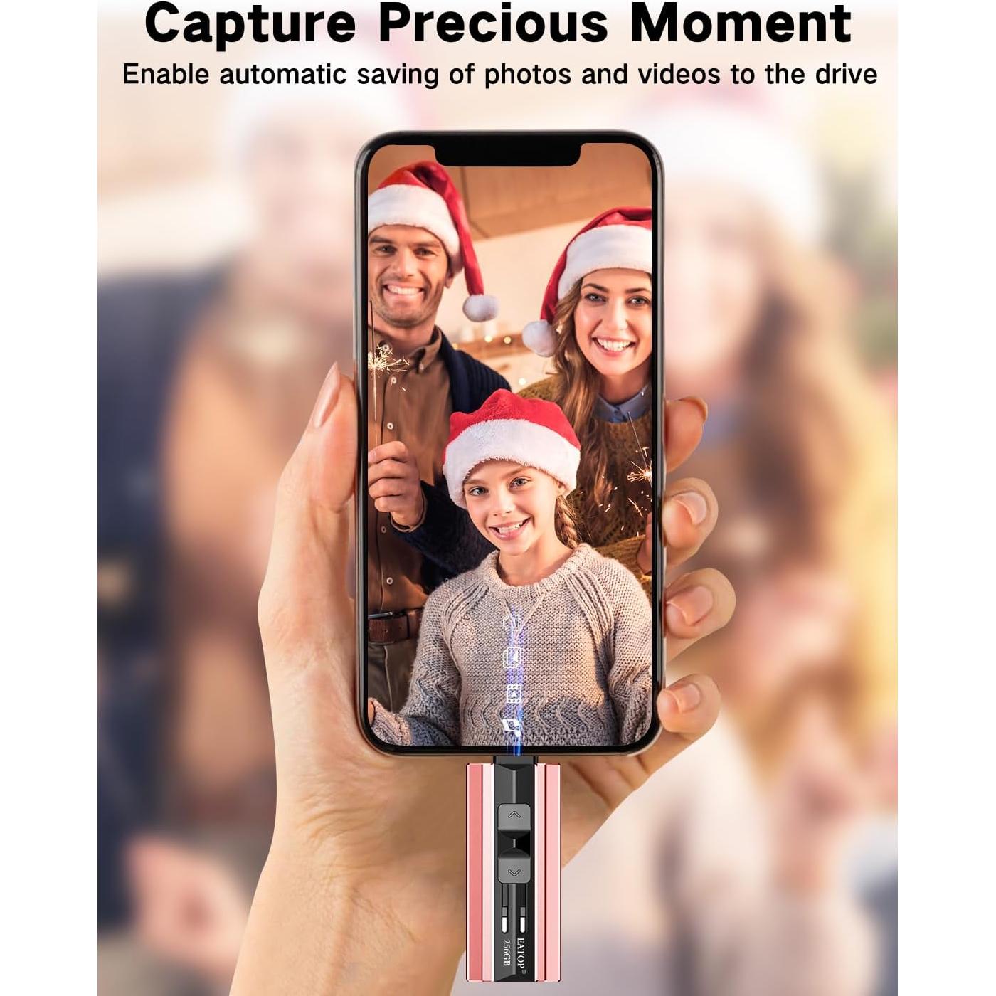 Unidad Flash 256GB EATOP Rosa Claro para iPhone y Android