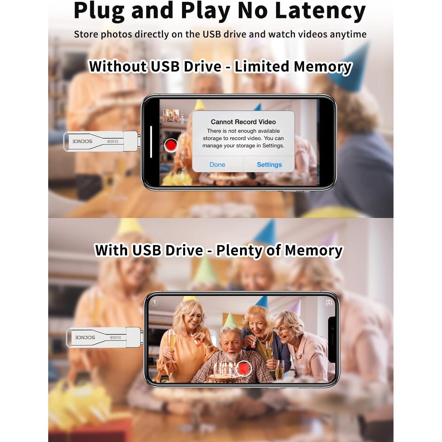 Unidad Flash USB 512GB SCICNCE para iPhone y iPad - Metal Plata