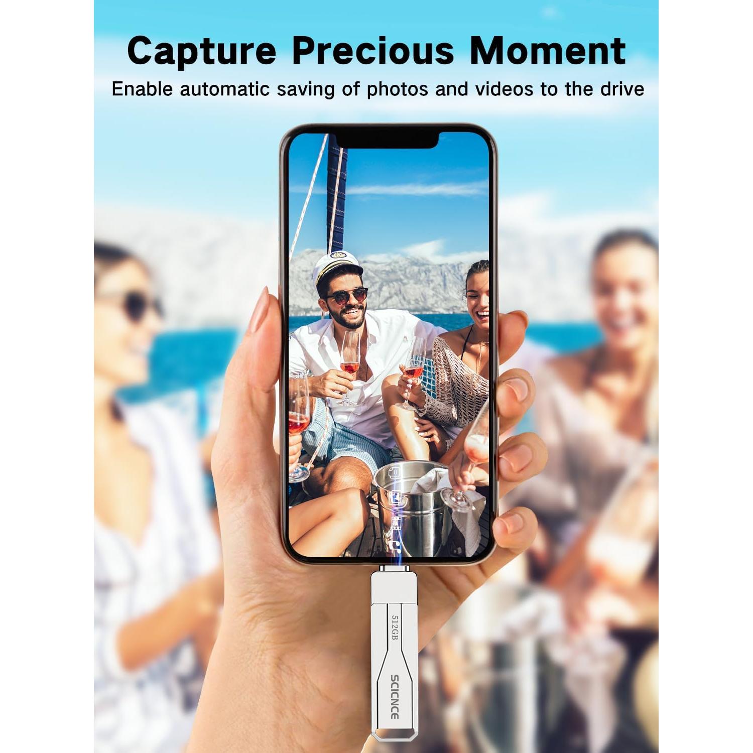 Unidad Flash USB 512GB SCICNCE para iPhone y iPad - Metal Plata