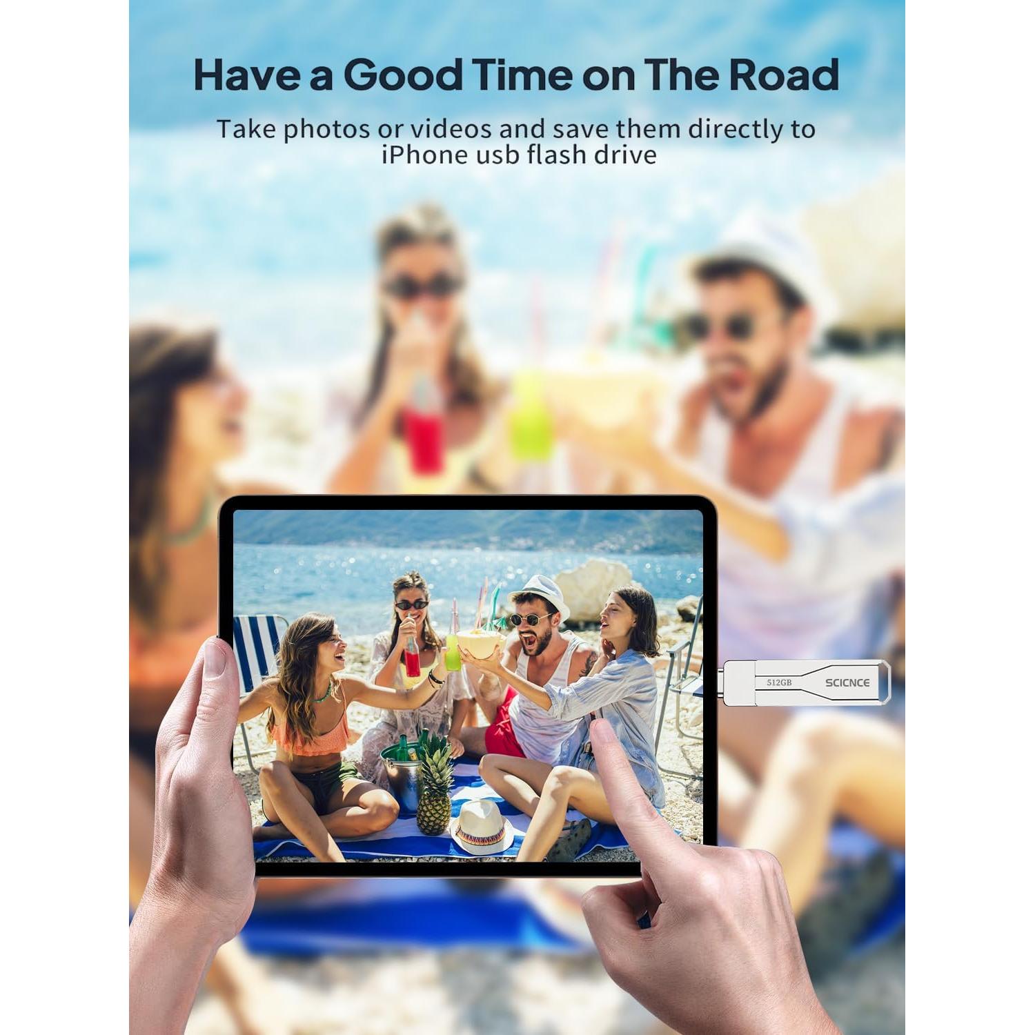 Unidad Flash USB 512GB SCICNCE para iPhone y iPad - Metal Plata