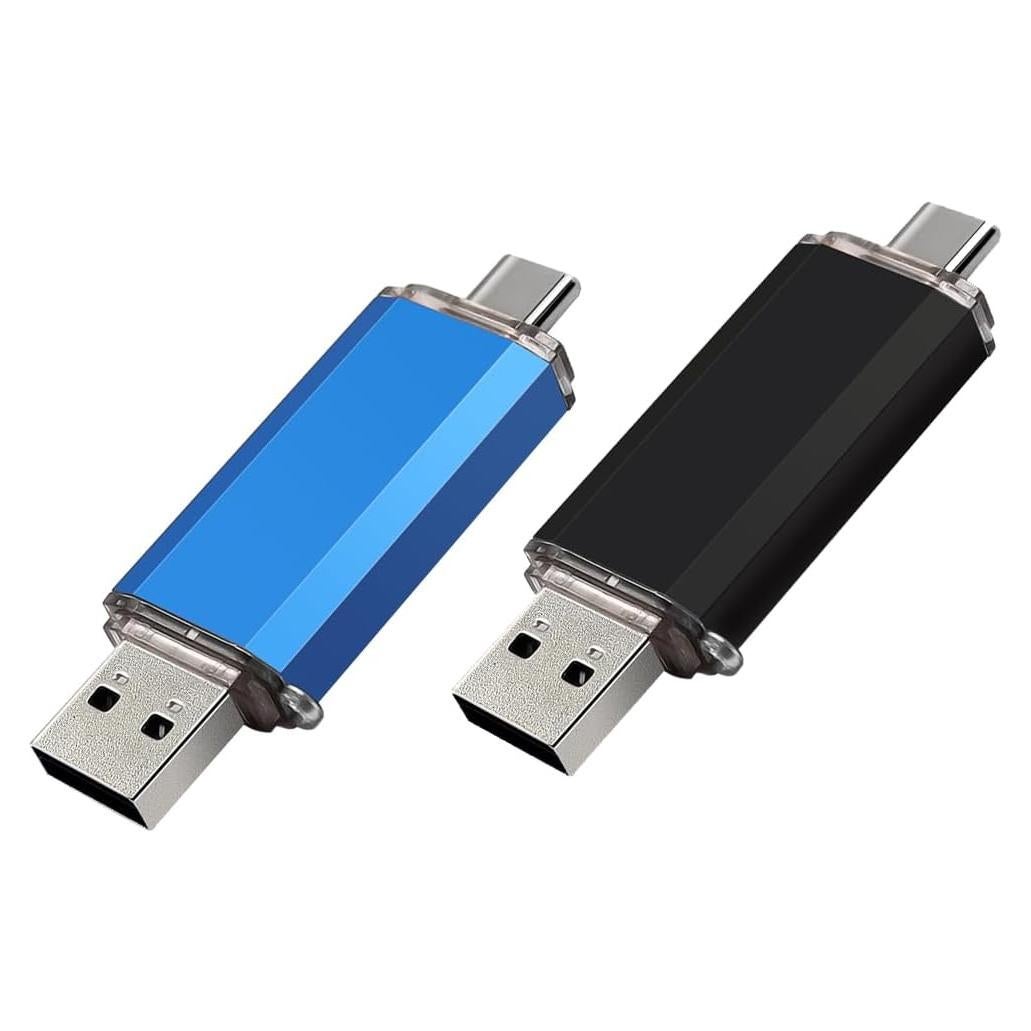 Paquete 2 Unidades 64GB USB Flash Doble Tipo C + USB A