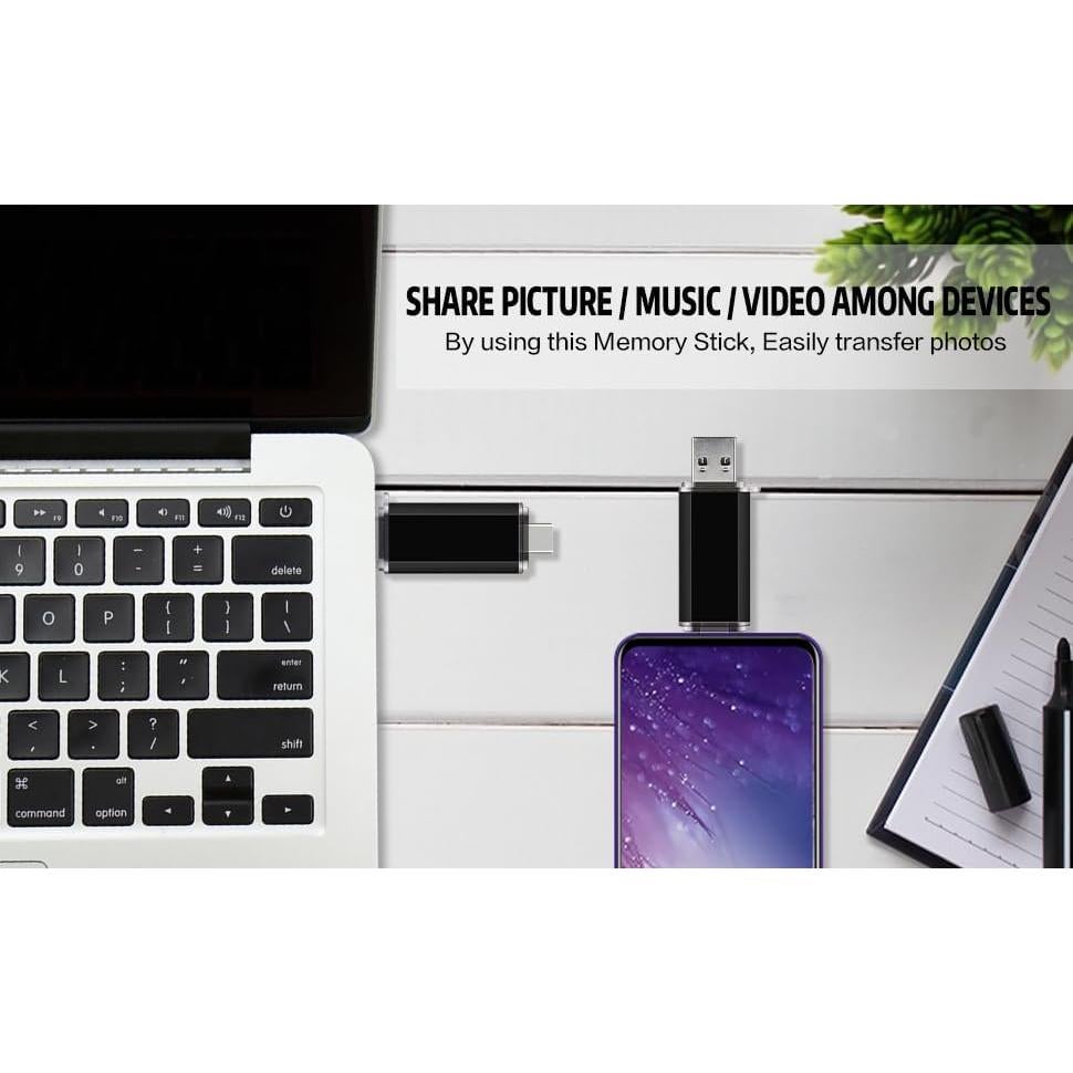 Paquete 2 Unidades 64GB USB Flash Doble Tipo C + USB A