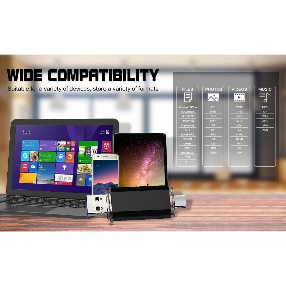 Paquete 2 Unidades 64GB USB Flash Doble Tipo C + USB A