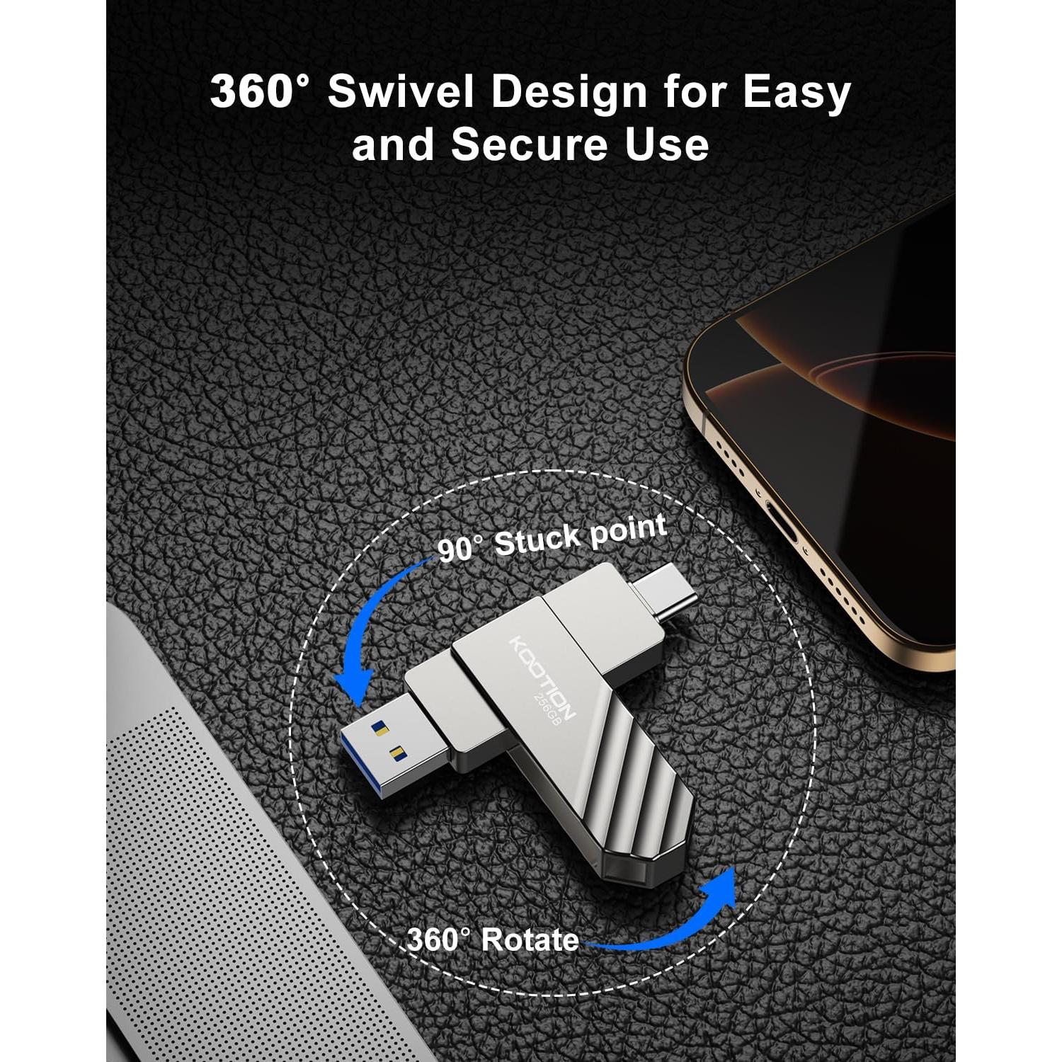 Unidad Flash USB 3.2 KOOTION 256GB Tipo C y A 450MB/s