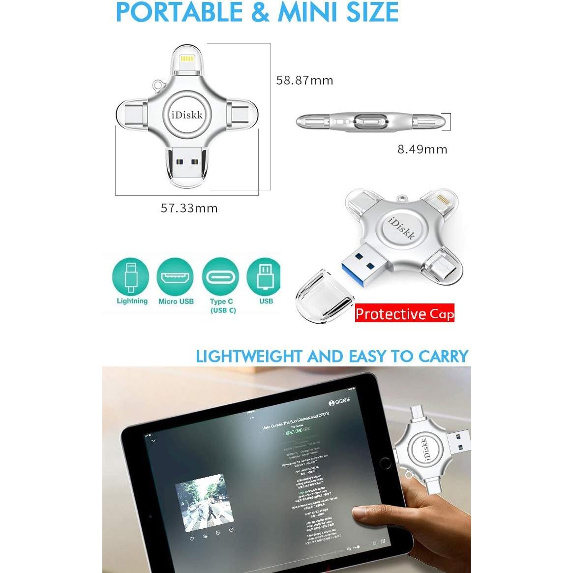 iDiskk Unidad Flash 256GB USB C para iPhone y Android
