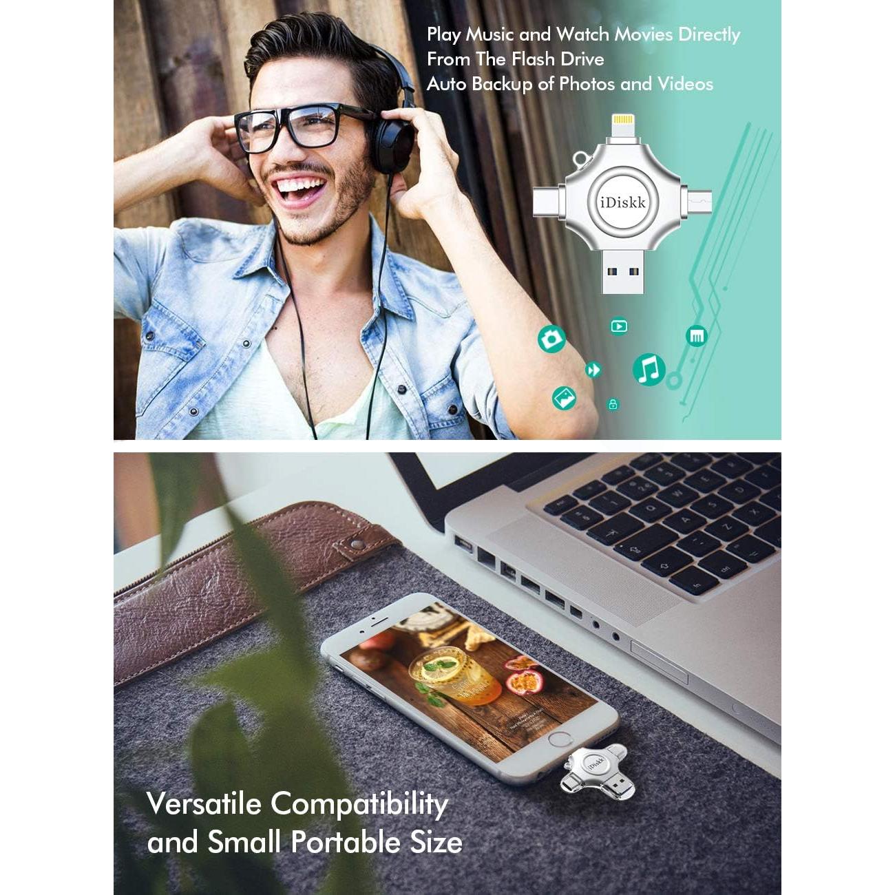 iDiskk Unidad Flash 256GB USB C para iPhone y Android