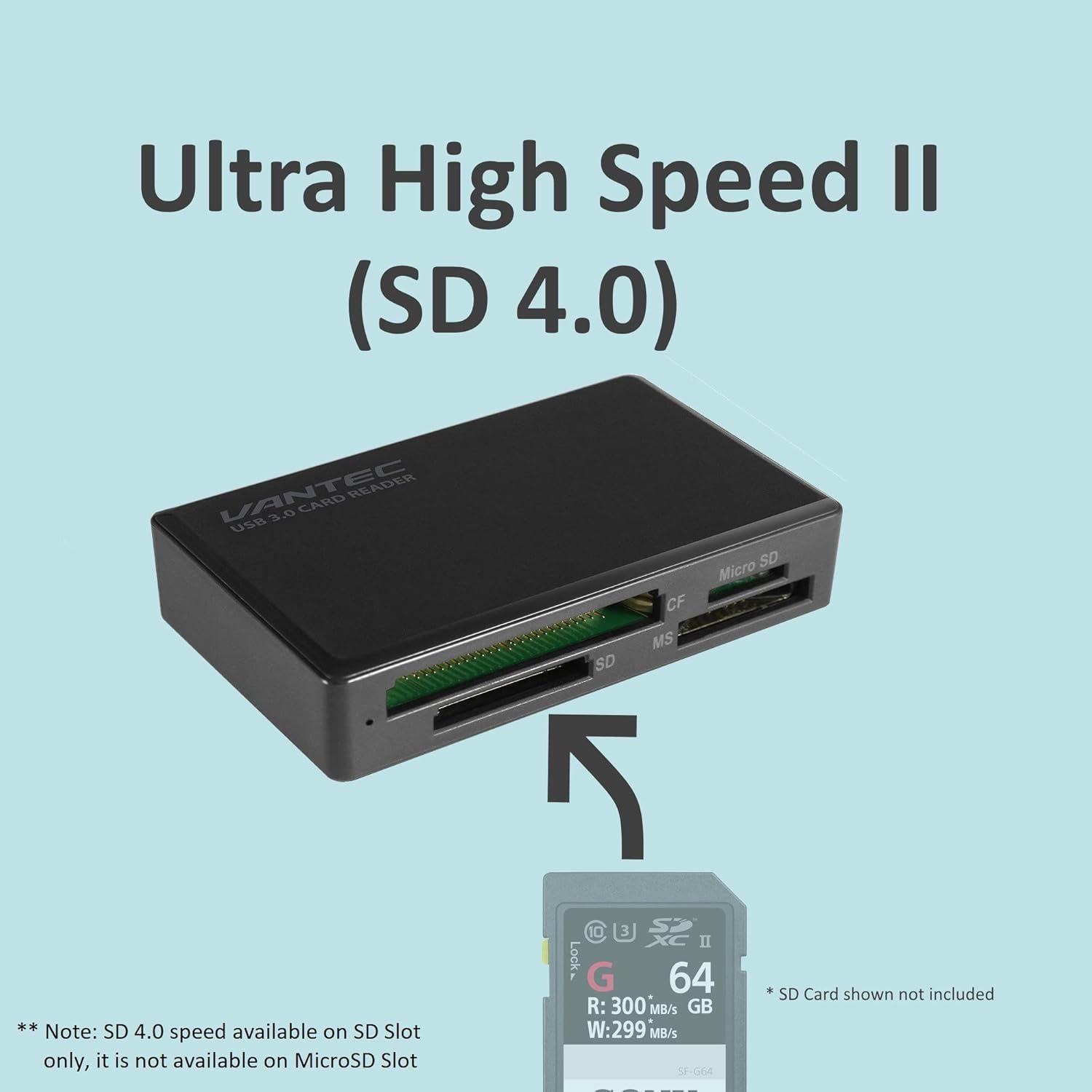 Lector de Tarjetas Múltiples Vantec UGT-CR615 USB 3.0 Negro