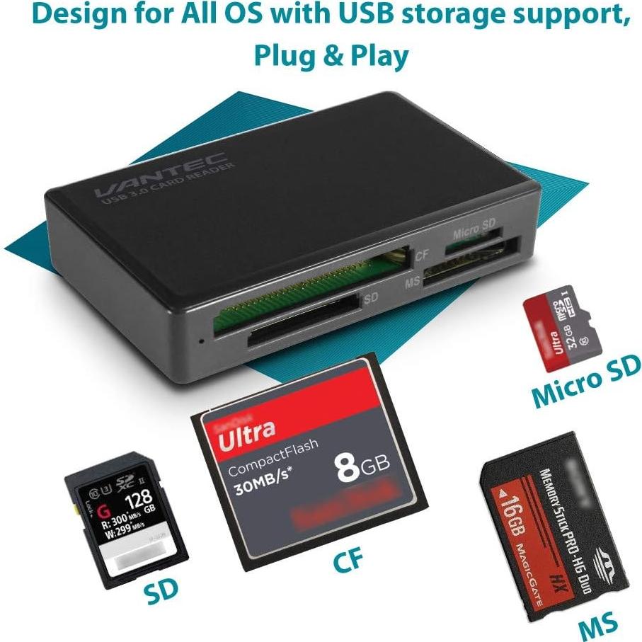 Lector de Tarjetas Múltiples Vantec UGT-CR615 USB 3.0 Negro