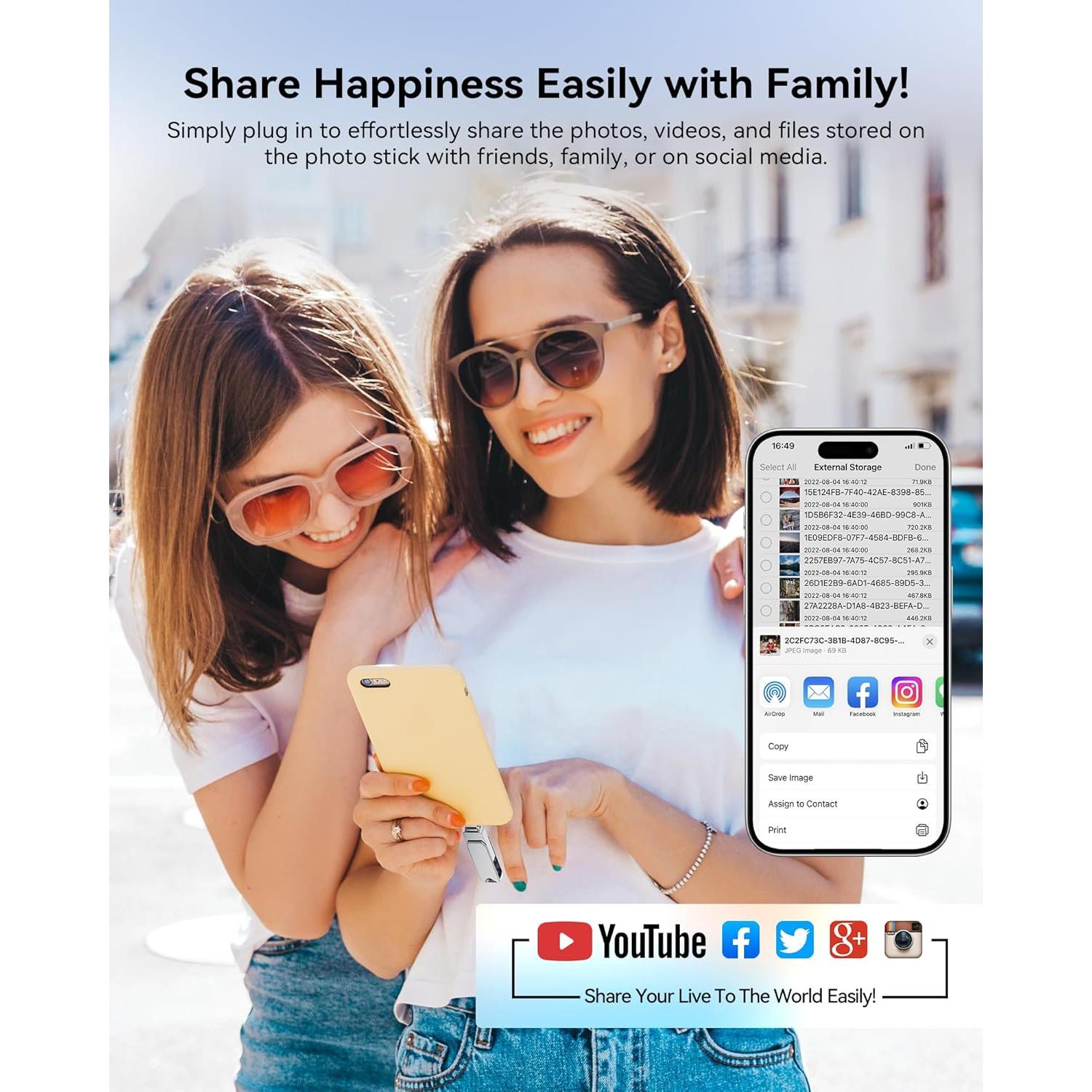 Unidad Flash 512GB LESOGE MFi USB 3 en 1 para iPhone/Android